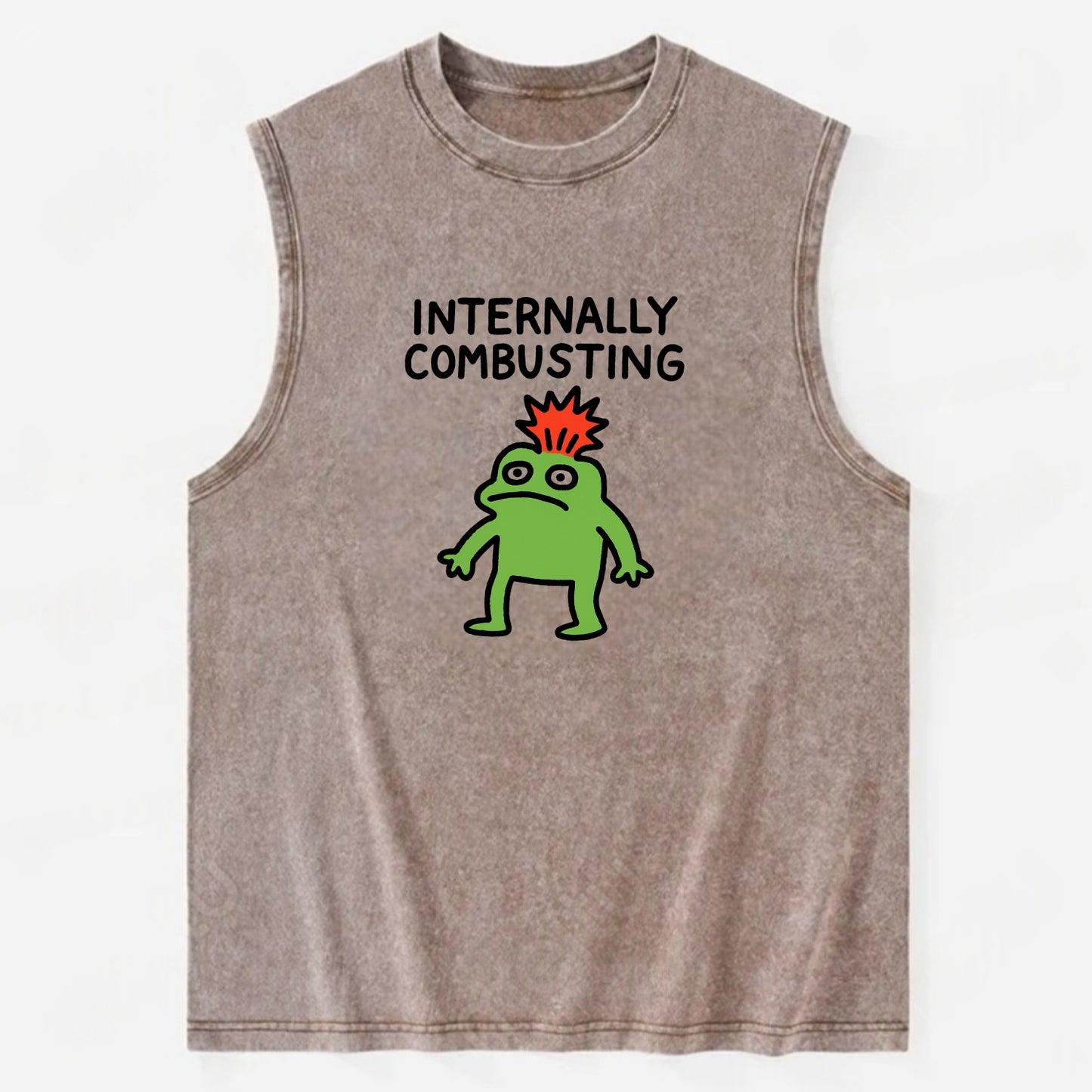 INTERNALLY COMBUSTING | Calm exterior exploding inside - Vintage Washed Tank - Brown