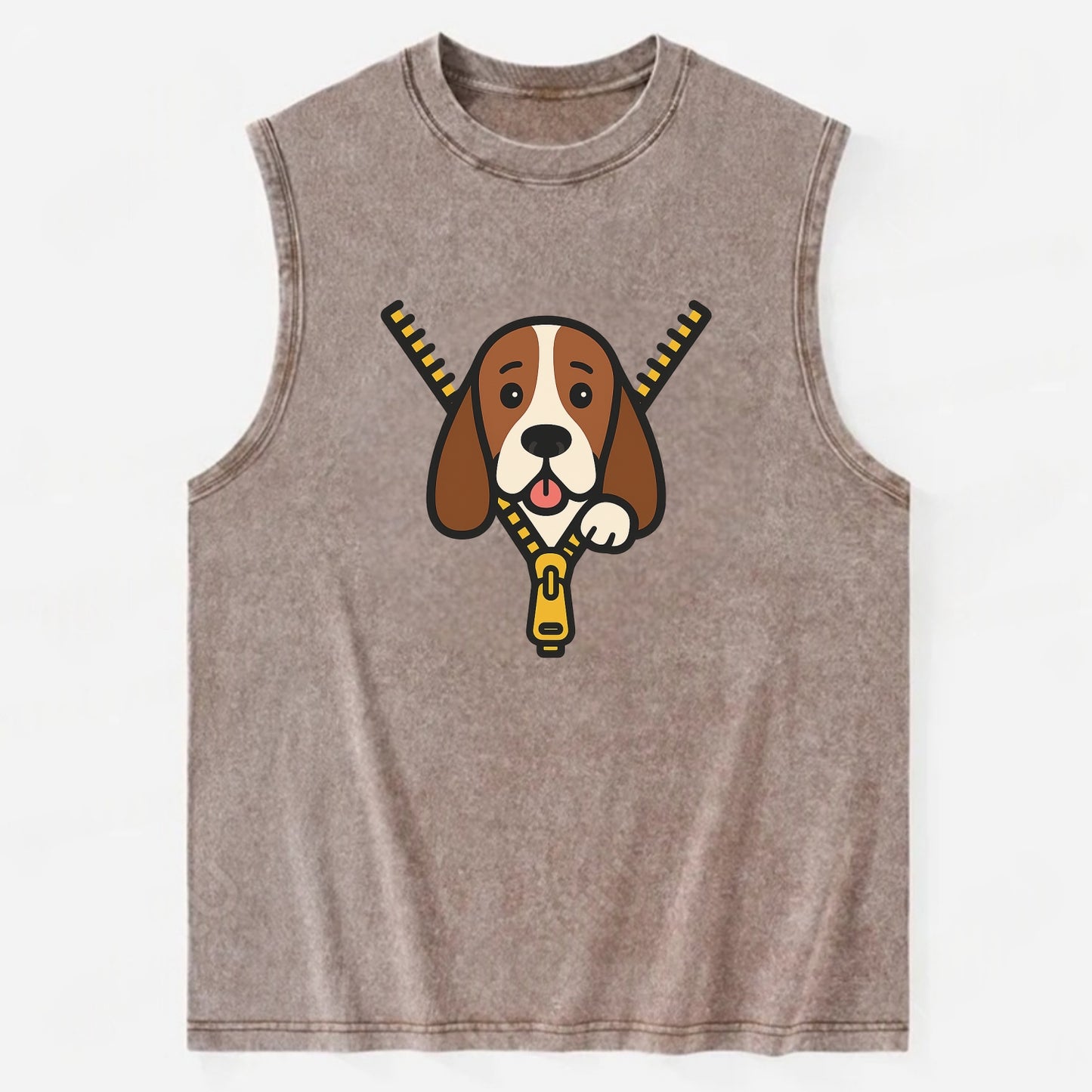 Basset Hound - Vintage Washed Tank - Brown