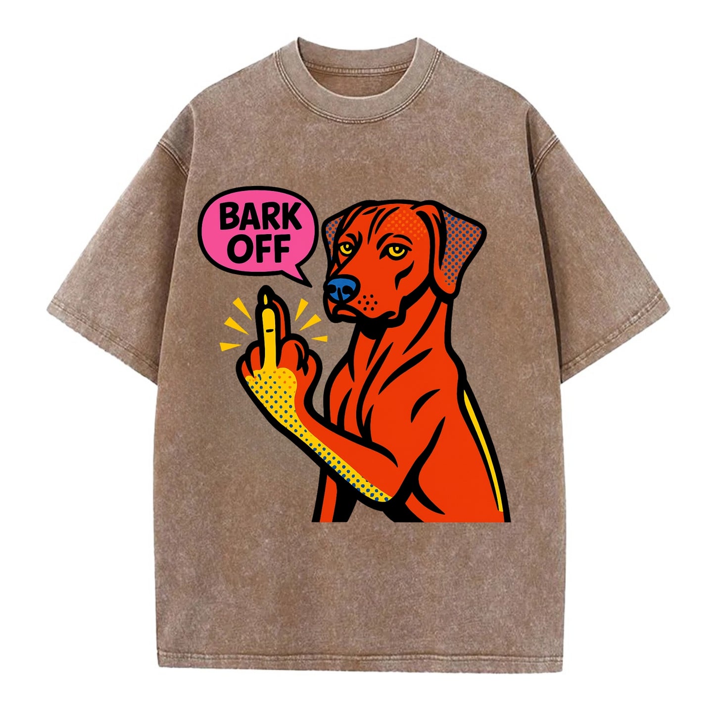 Rhodesian Ridgeback with distinctive ridge on back, athletic muscular paw up - Vintage T-shirt - Brown