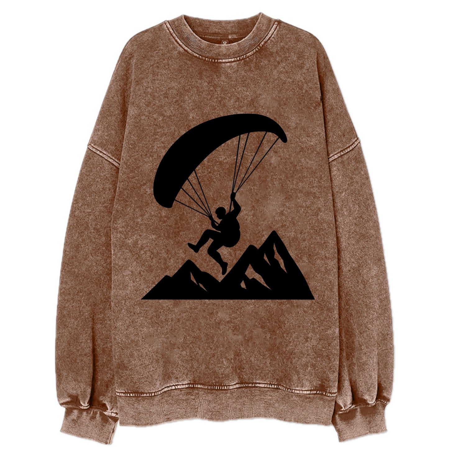 Paraglider soaring over mountain peaks - Vintage Sweatshirt - Brown