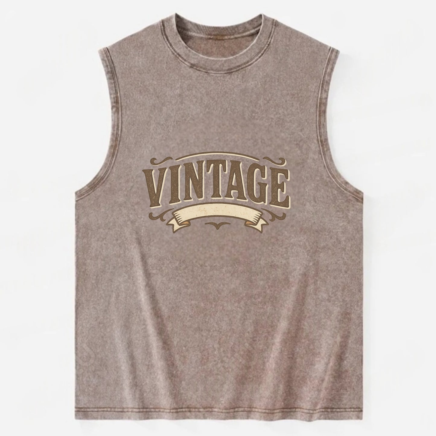 Bold typography design - "CENTERED" - aligned, focused, balanced within - Vintage Washed Tank - Brown