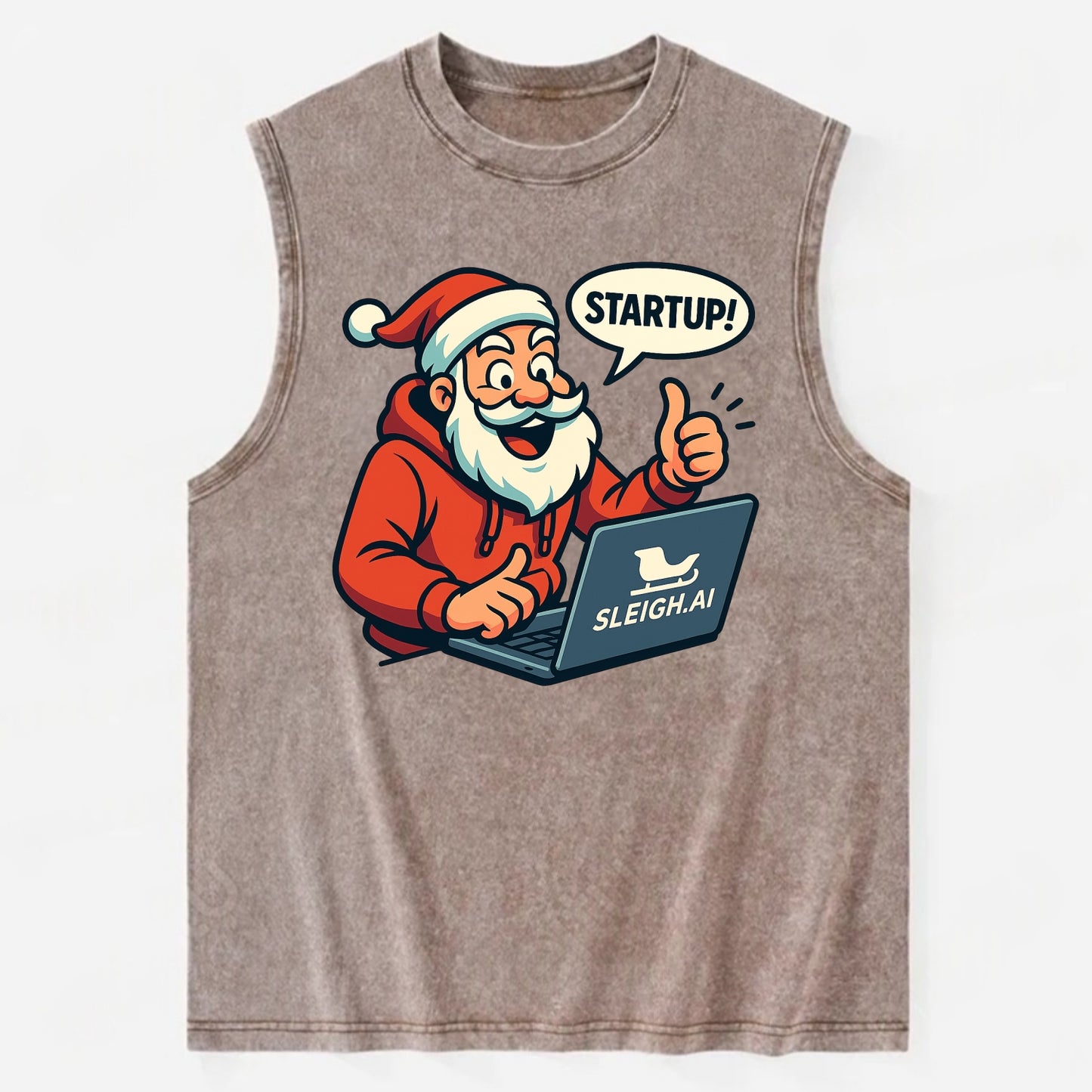Santa Tech Startup CEO - Vintage Washed Tank - Brown