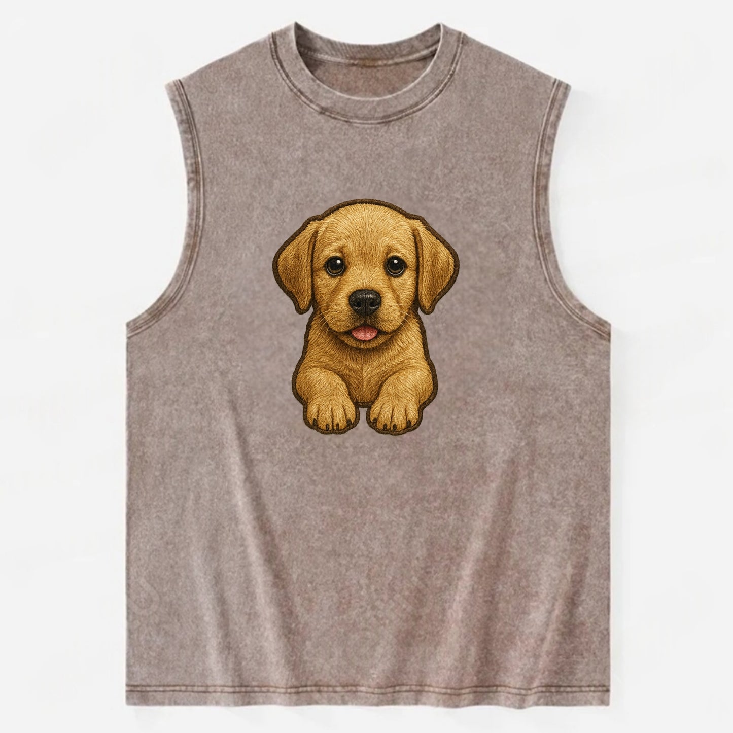 Baby Labrador Retriever Puppy - yellow/black/chocolate, soulful eyes, soft - Vintage Washed Tank - Brown