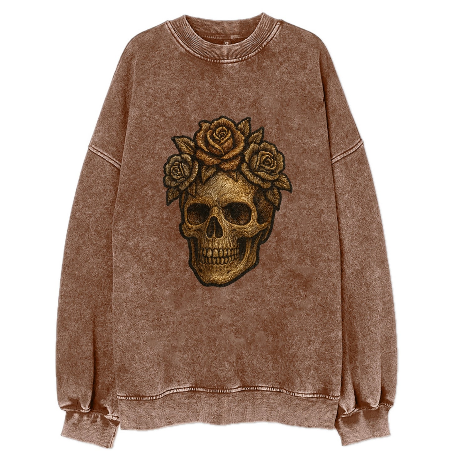 Skull and Roses - Vintage Sweatshirt - Brown