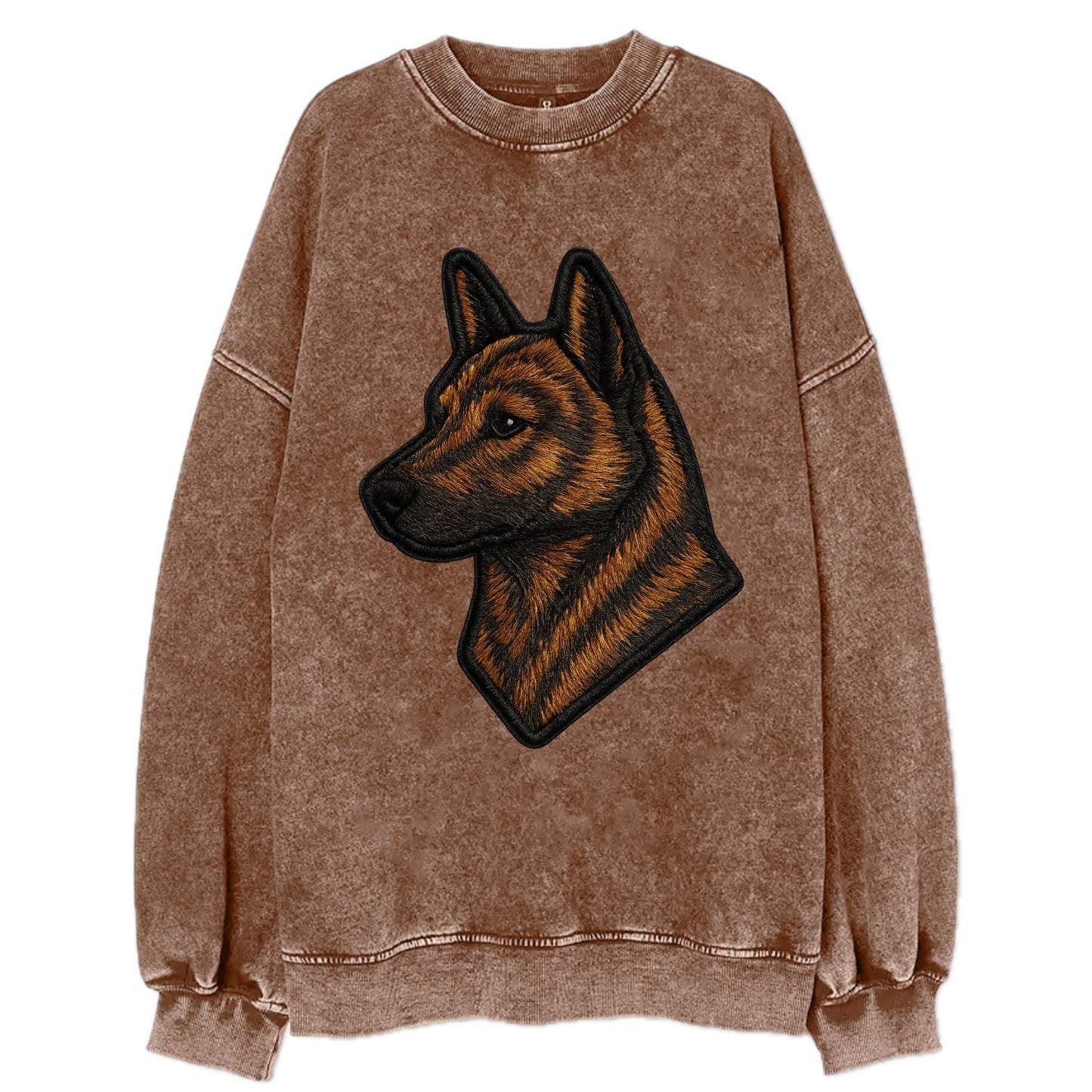 Kai Ken - Modern tiger dog logo with bol - Vintage Sweatshirt - Brown
