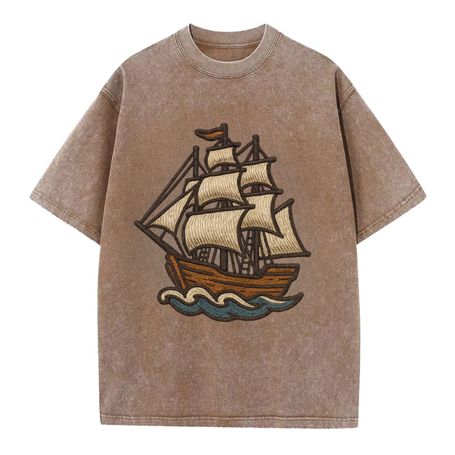 Sailing Ship - Vintage T-shirt - Brown
