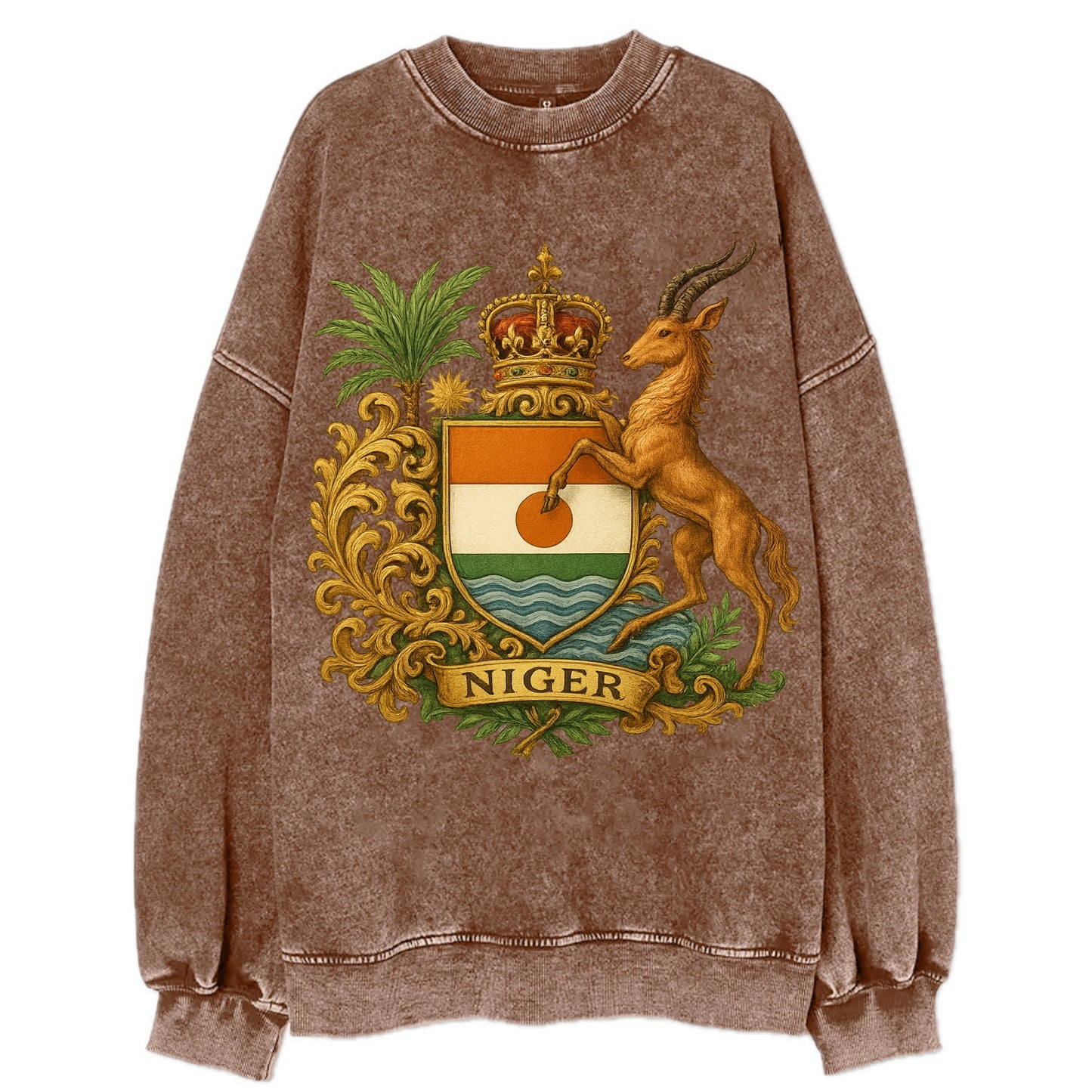 Niger Heritage Badge - Vintage Sweatshirt - Brown
