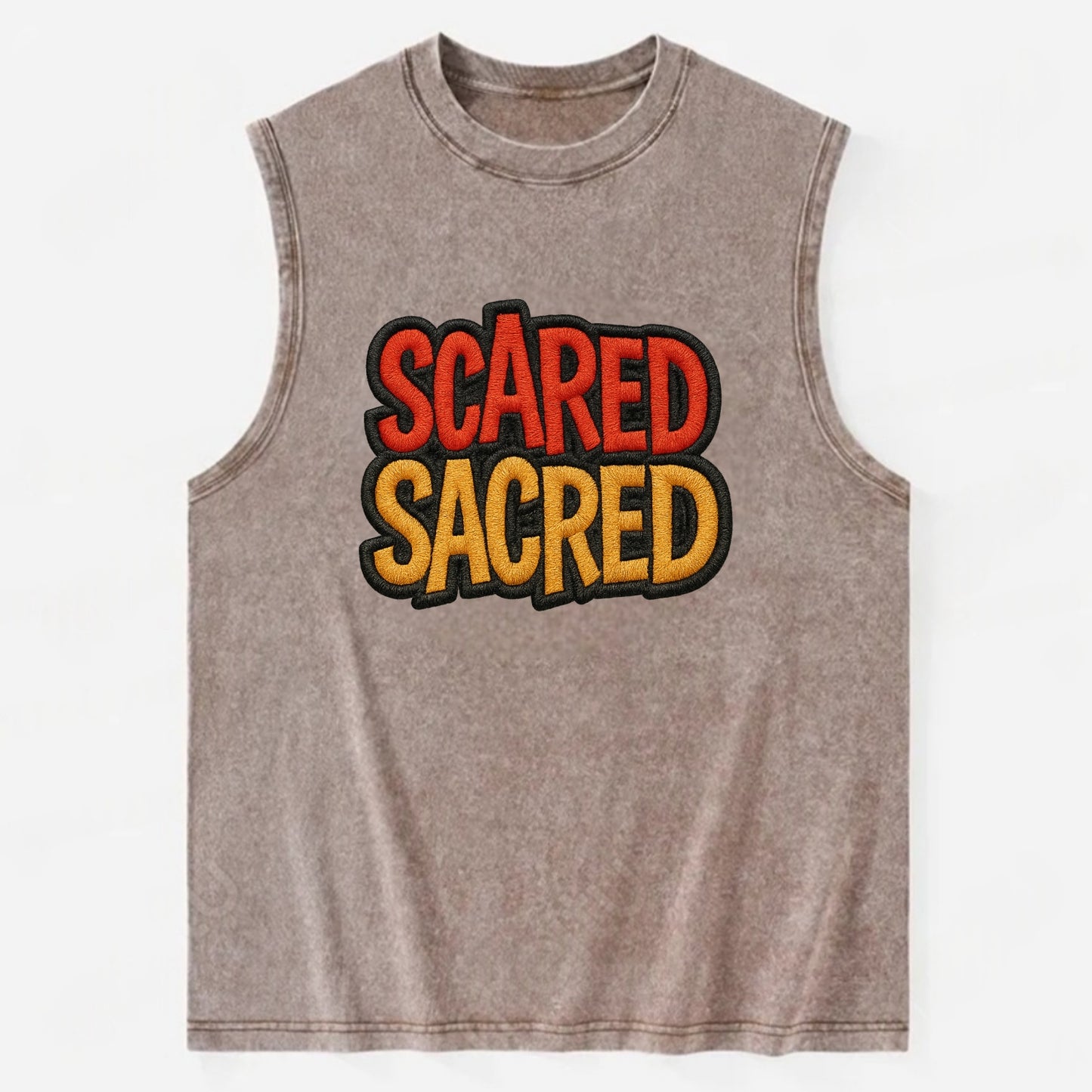 SCARED;SACRED JOURNEY Spiritual Purple Hat - Vintage Washed Tank - Brown