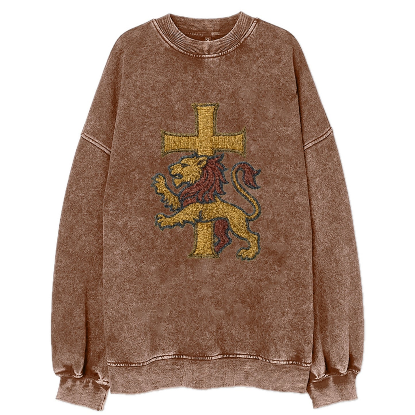 Lion and Cross - Vintage Sweatshirt - Brown