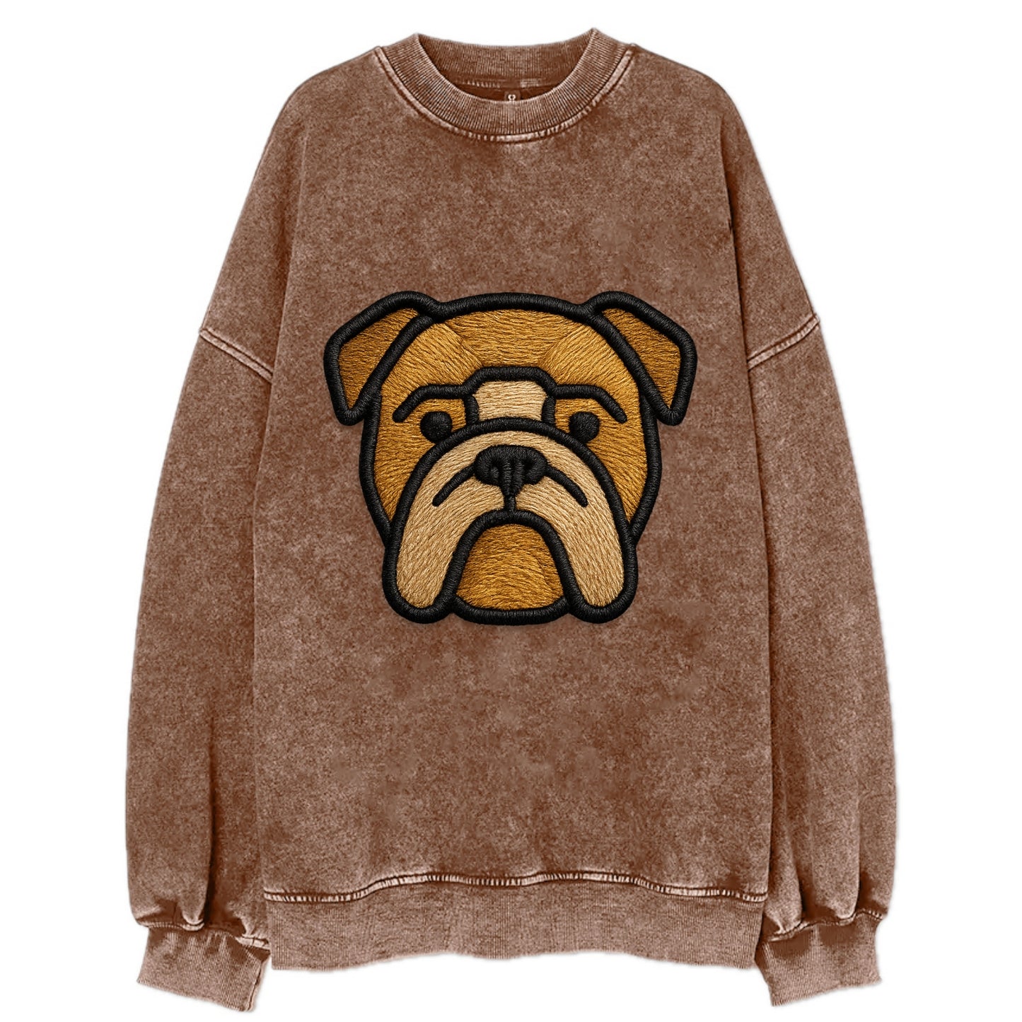 Bulldog - Minimalist geometric design wi - Vintage Sweatshirt - Brown