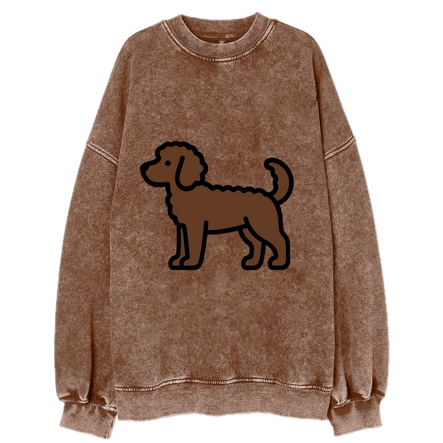 Labradoodle - Chocolate curly flat side profile - Vintage Sweatshirt - Brown