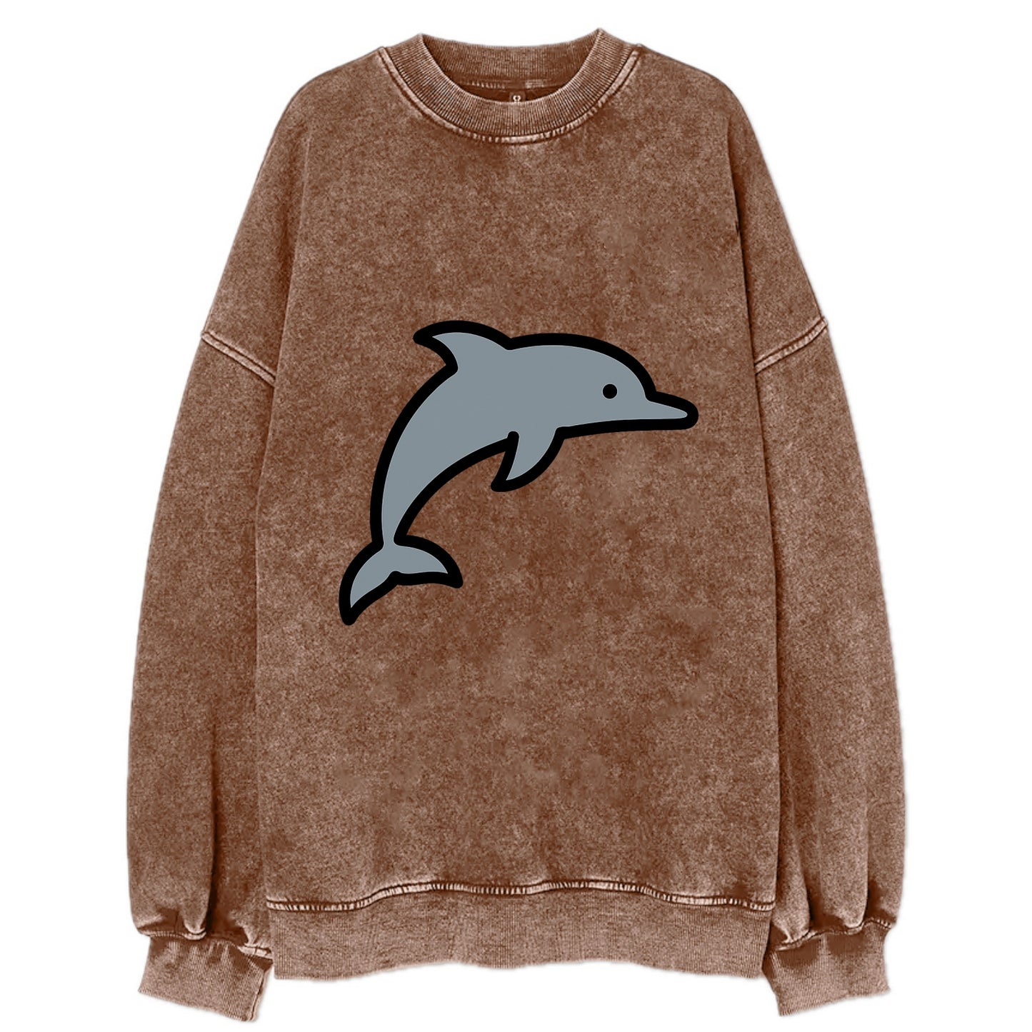 Bottlenose Dolphin - Gray jumping pose flat side profile - Vintage Sweatshirt - Brown
