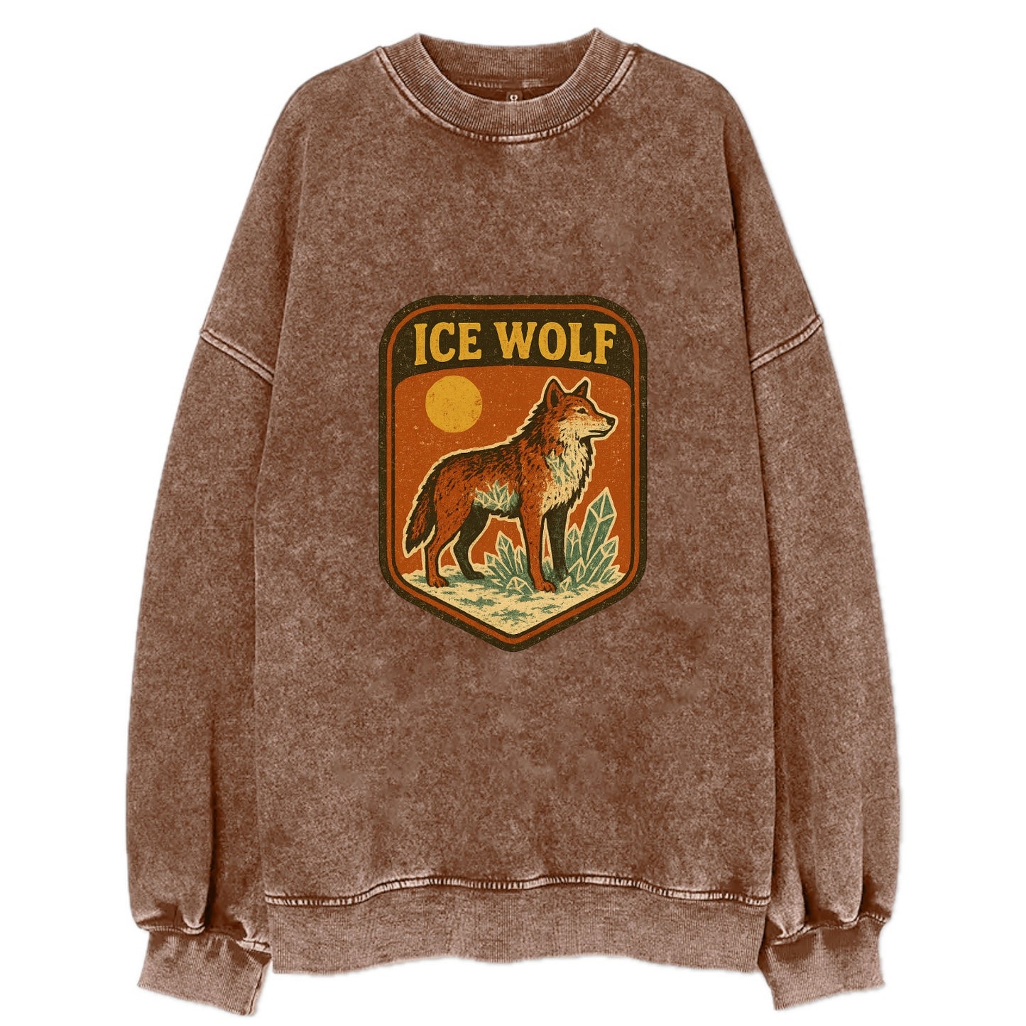 Ice Wolf Crystal - Vintage Sweatshirt - Brown