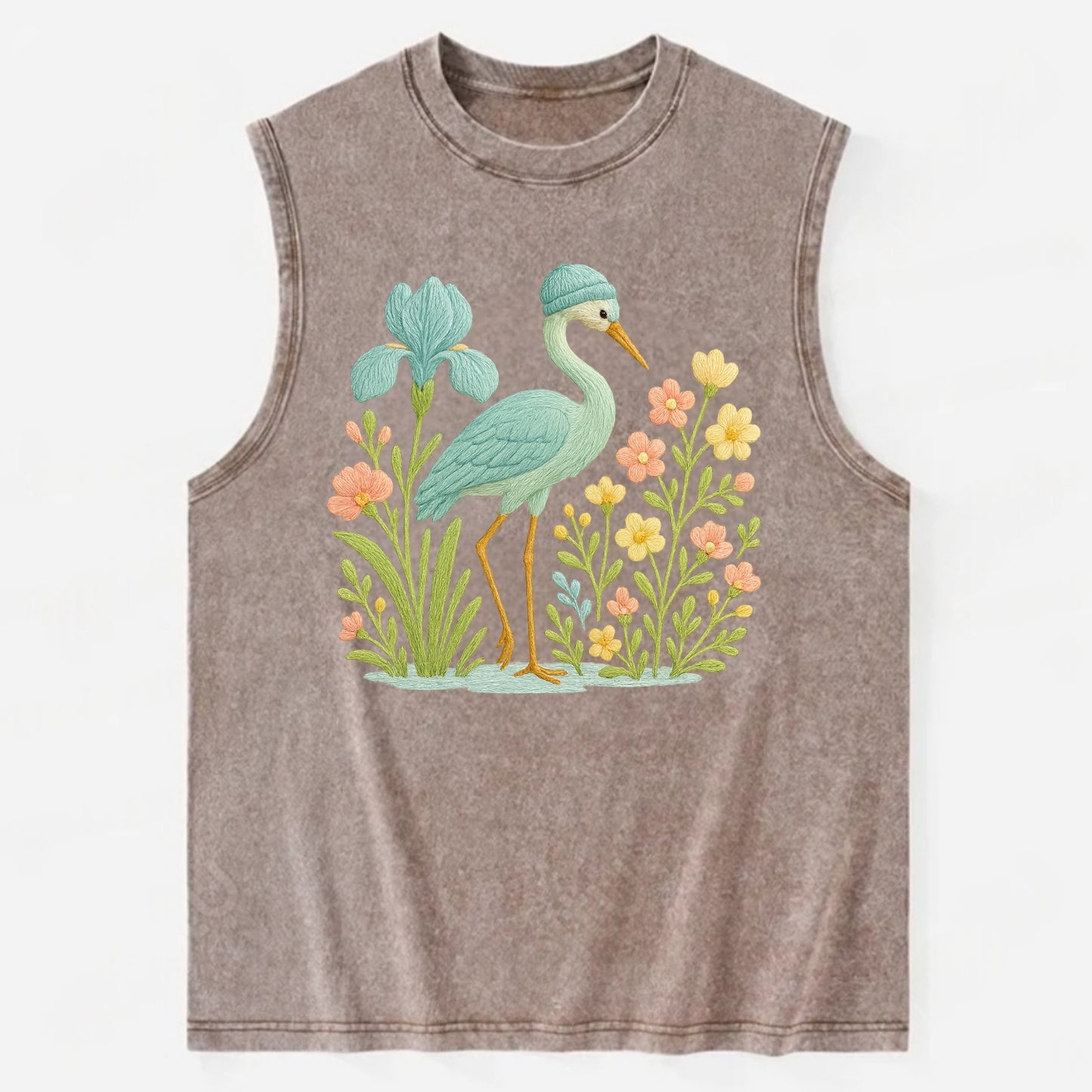 Mint Crane - Vintage Washed Tank - Brown