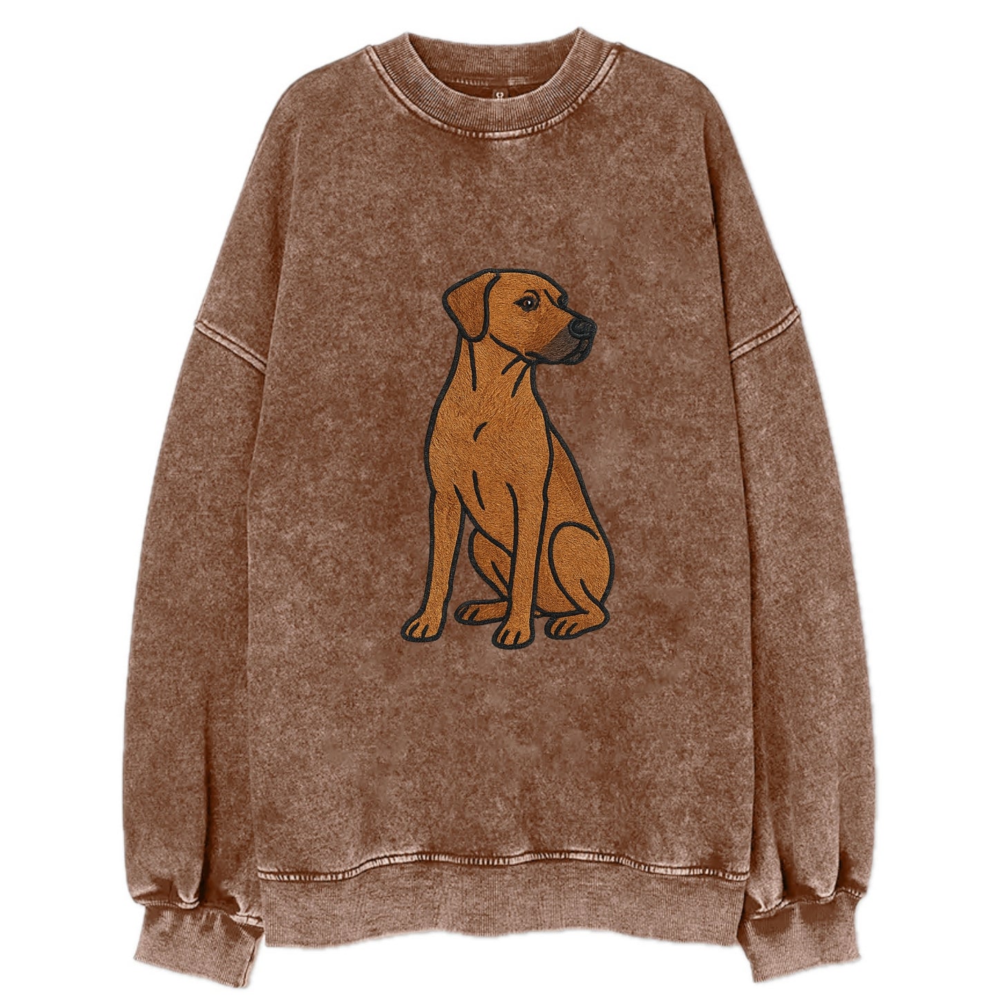 Rhodesian Ridgeback - Red wheaten embroidered pose - Vintage Sweatshirt - Brown