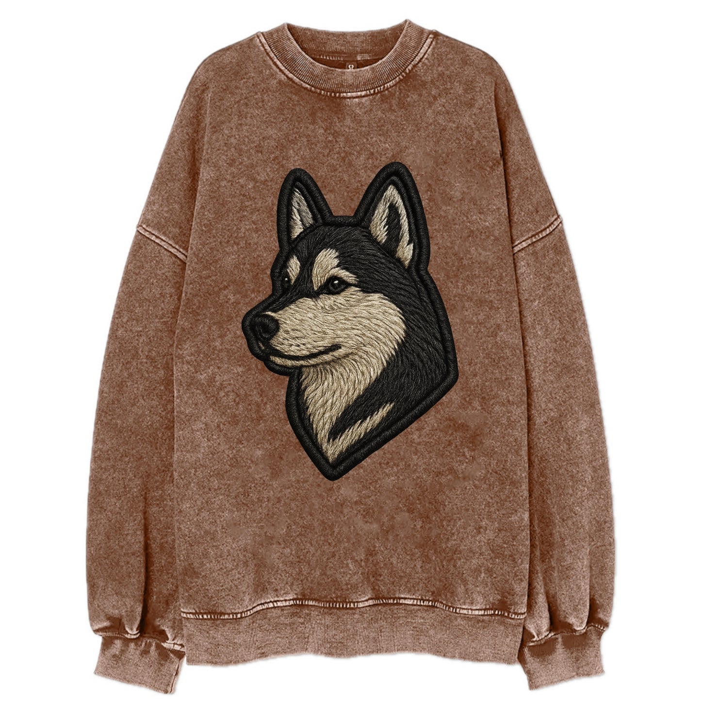 Siberian Husky - Contemporary wolf-like - Vintage Sweatshirt - Brown