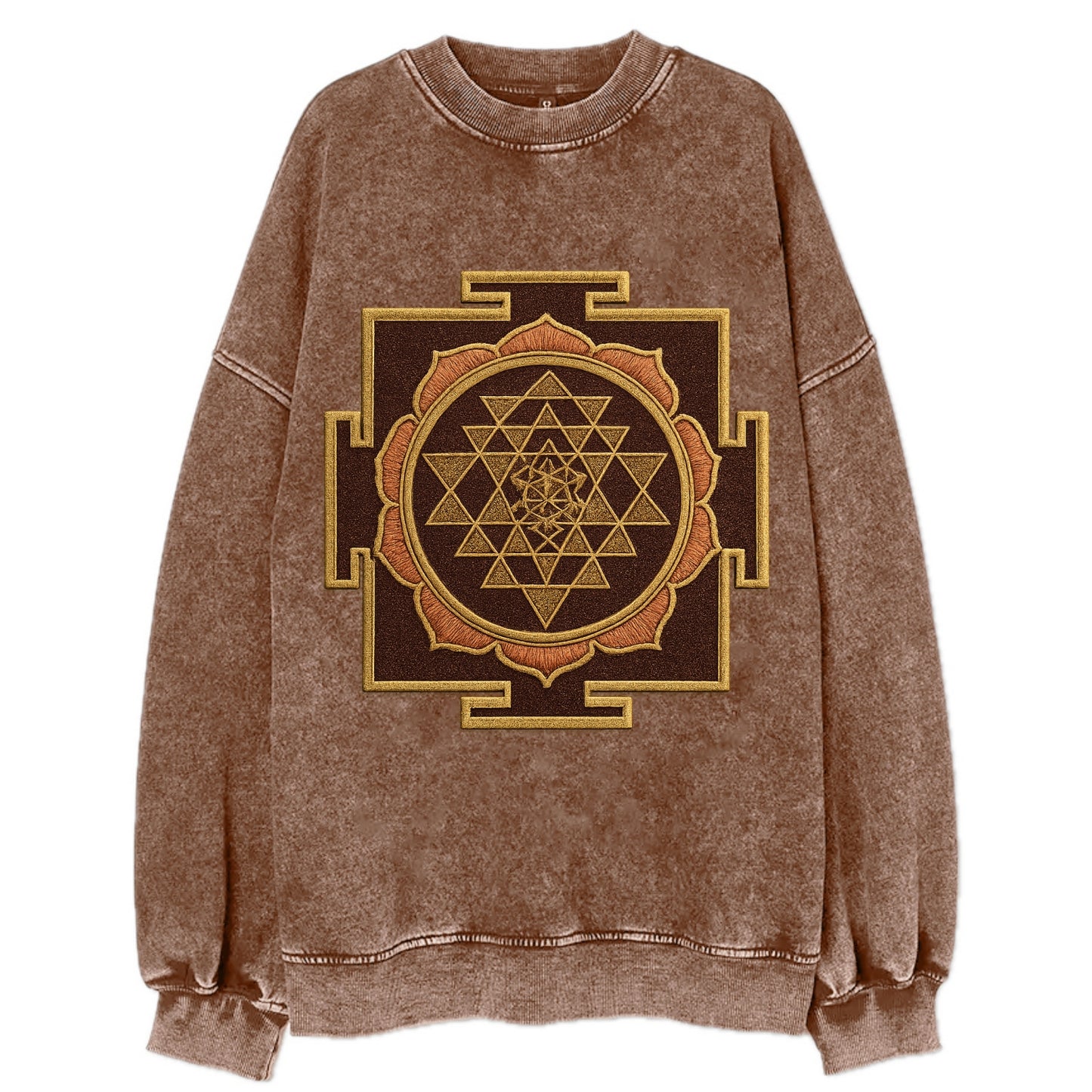 Sri Yantra - Vintage Sweatshirt - Brown