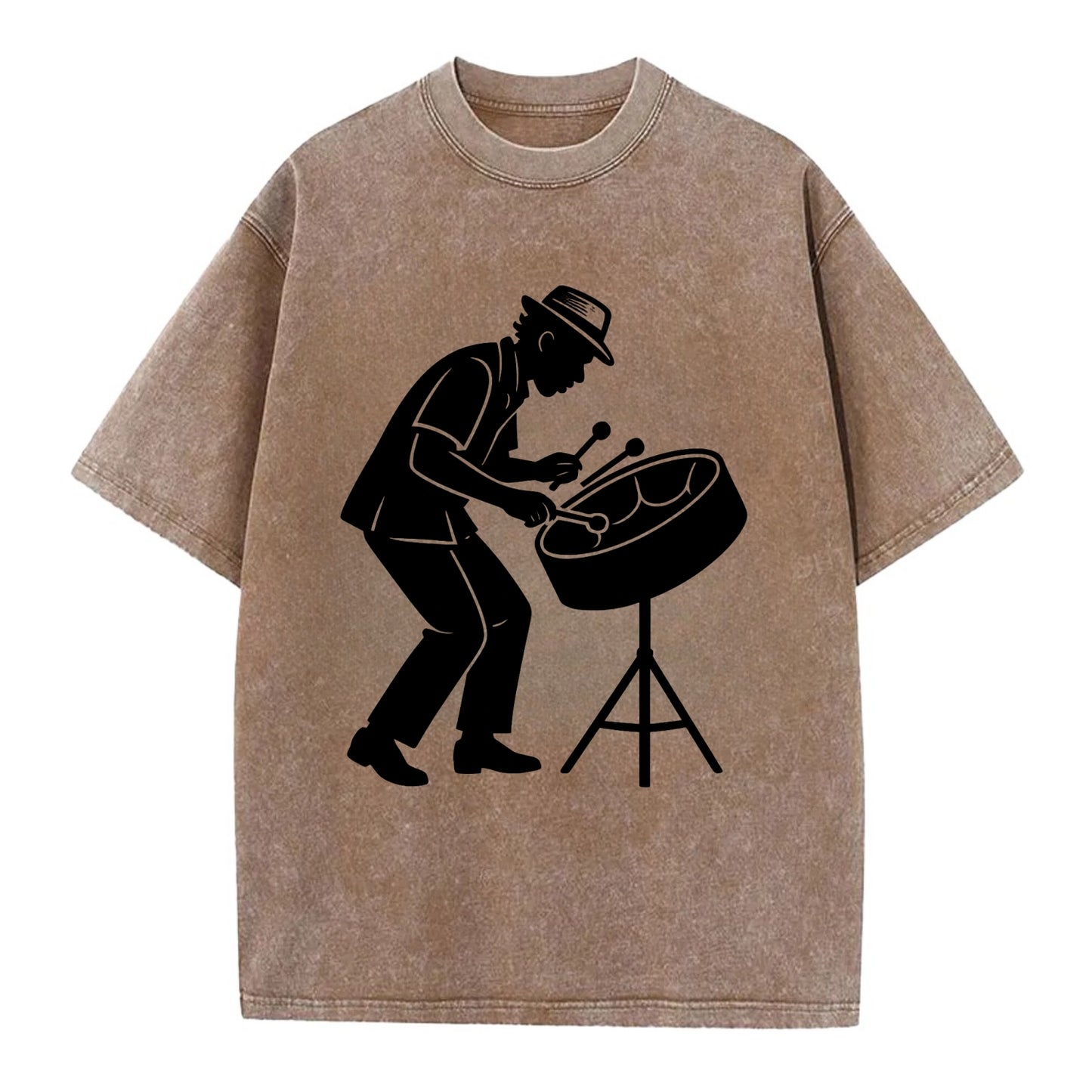 Steel drum player Caribbean rhythm - Vintage T-shirt - Brown