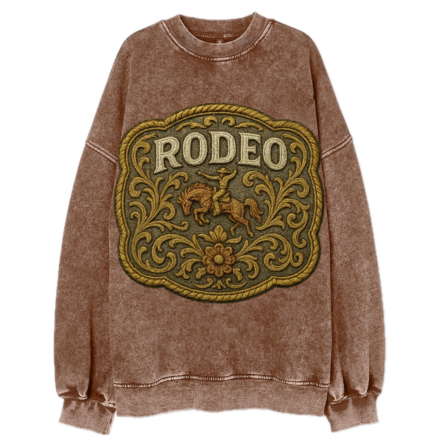 Rodeo Buckle - Vintage Sweatshirt - Brown