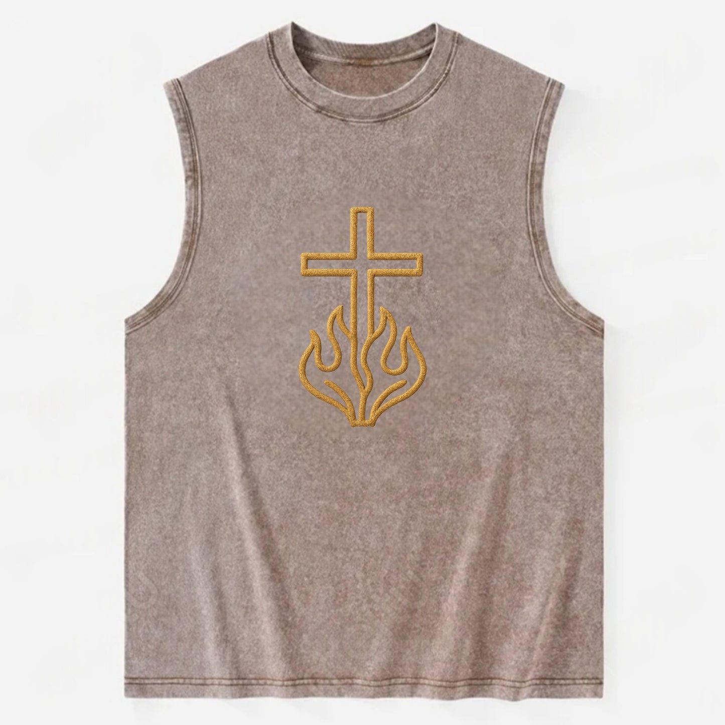 Burning Bush Cross - Vintage Washed Tank - Brown