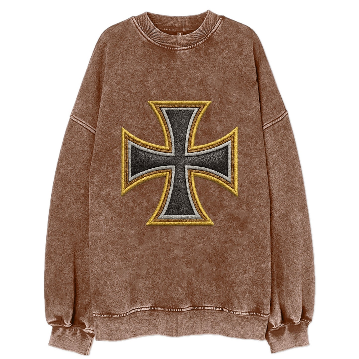 Teutonic Cross - Vintage Sweatshirt - Brown