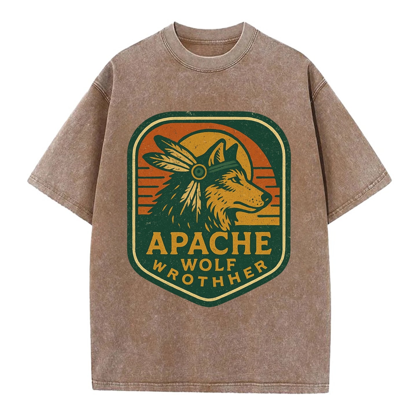 Apache Wolf Brother - Vintage T-shirt - Brown