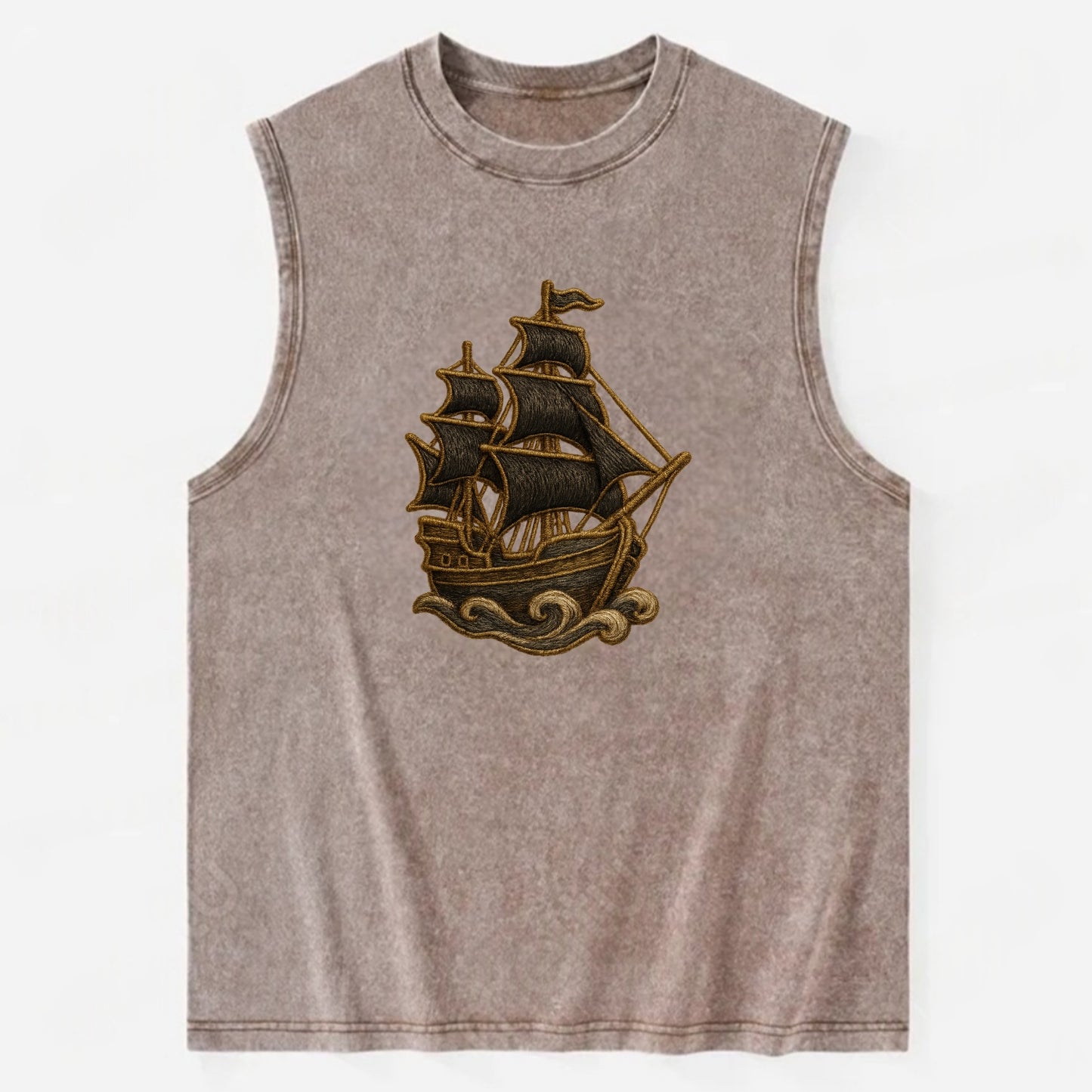 Pirate Ship - Vintage Washed Tank - Brown