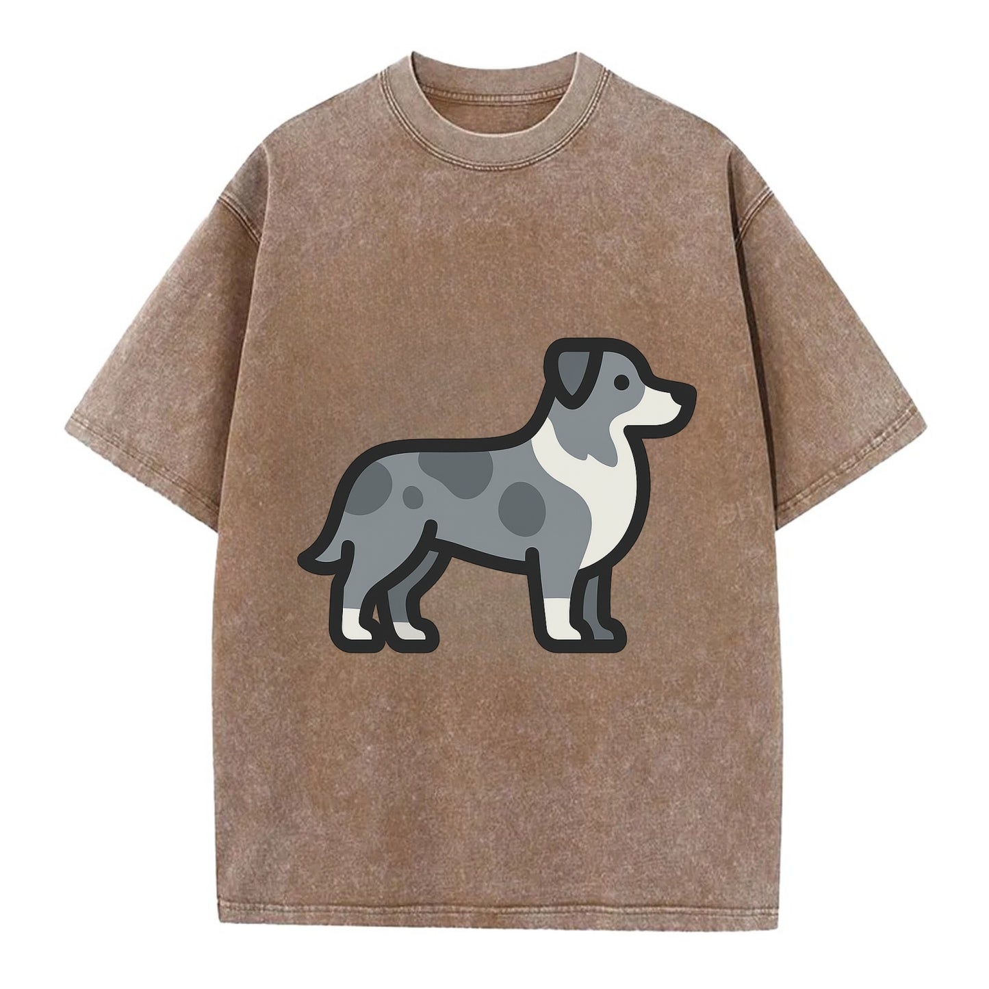 Australian Shepherd - Blue merle flat side profile - Vintage T-shirt - Brown