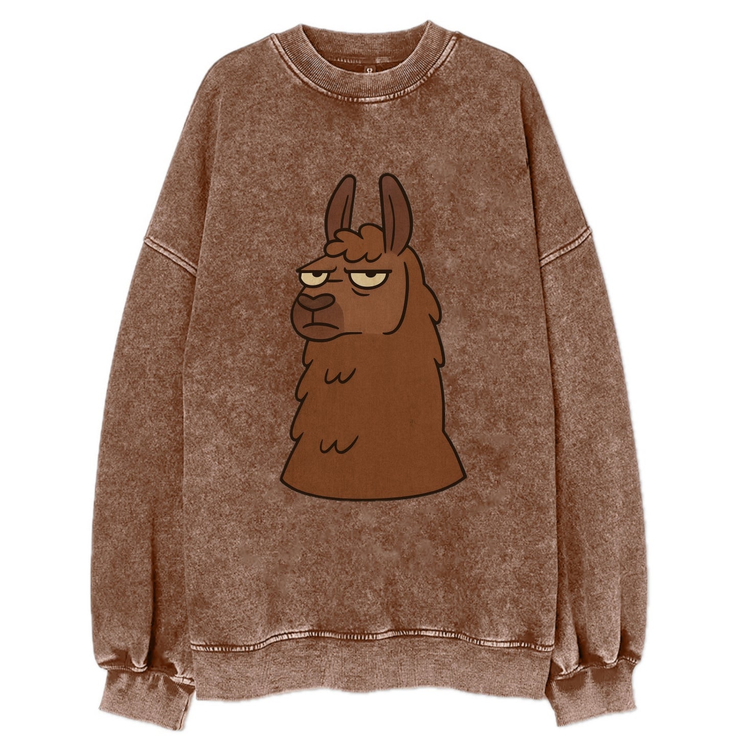The Llama Judging Silently - Vintage Sweatshirt - Brown