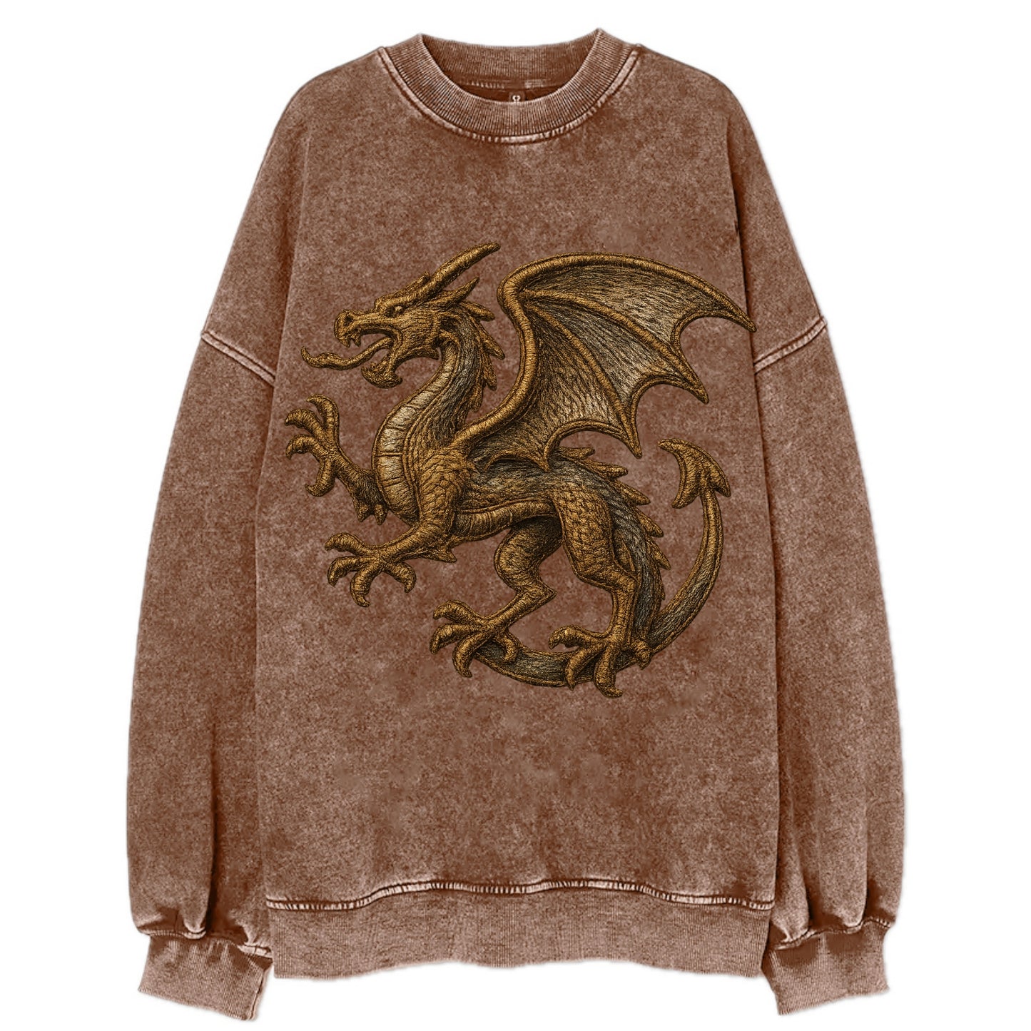 Dragon Silhouette - Vintage Sweatshirt - Brown