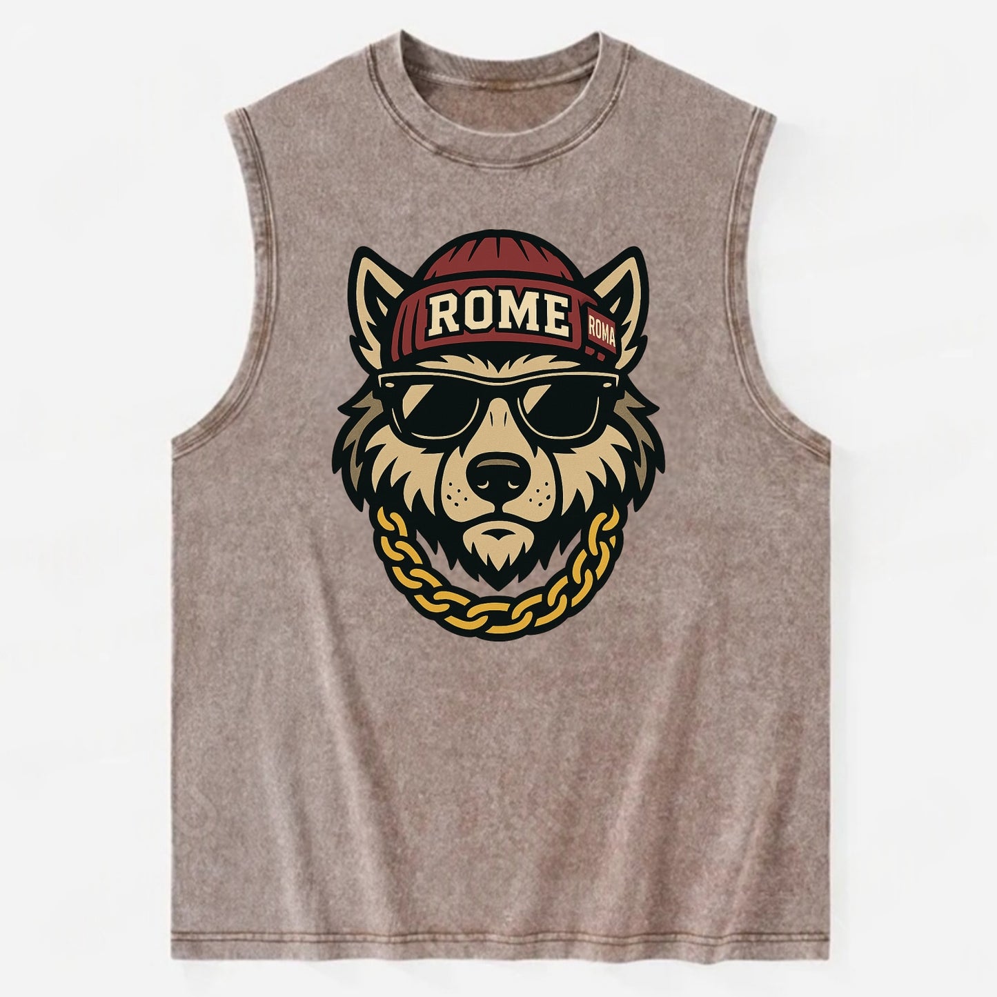 Rome Wolf - Vintage Washed Tank - Brown