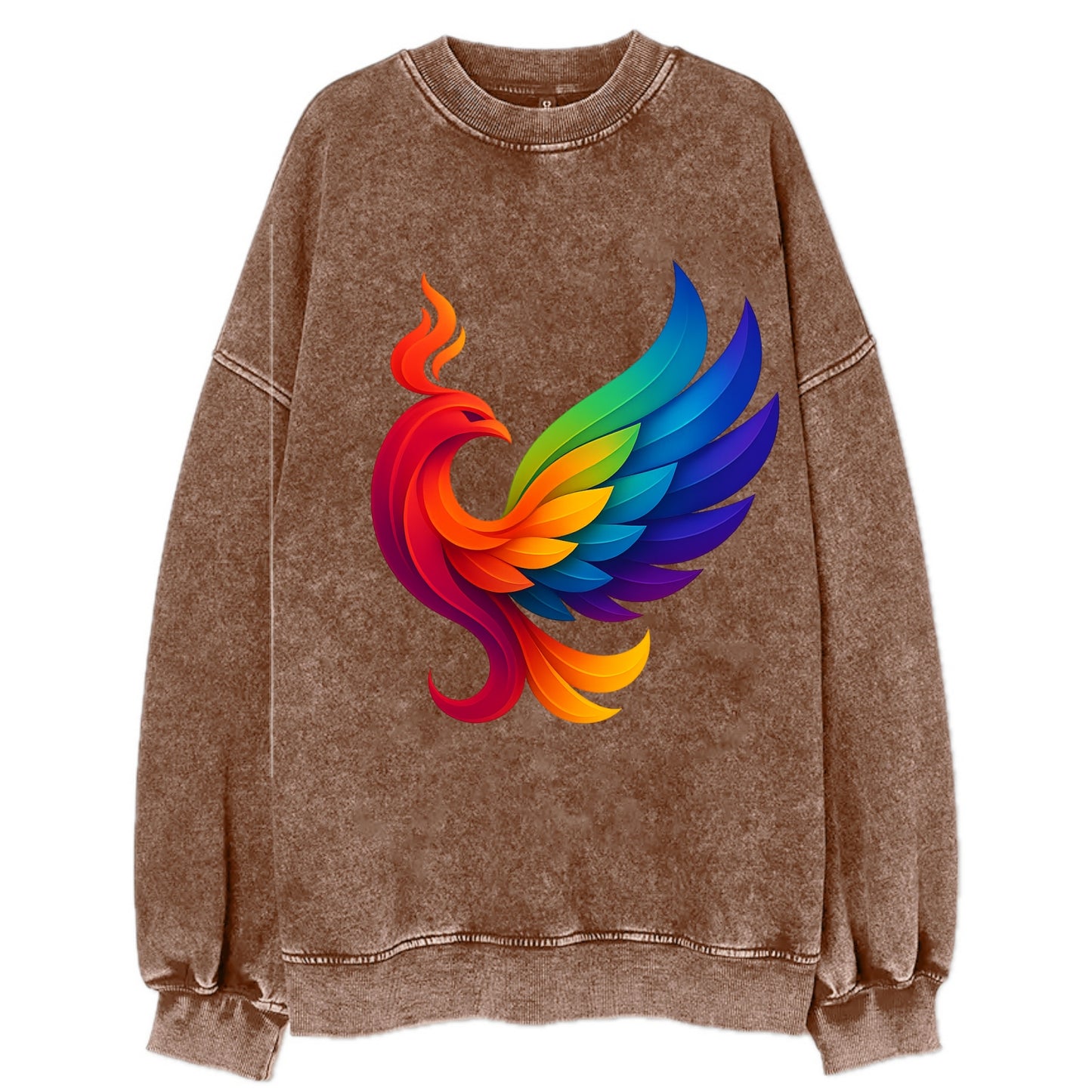 Liberation Bird - Phoenix with each feat - Vintage Sweatshirt - Brown