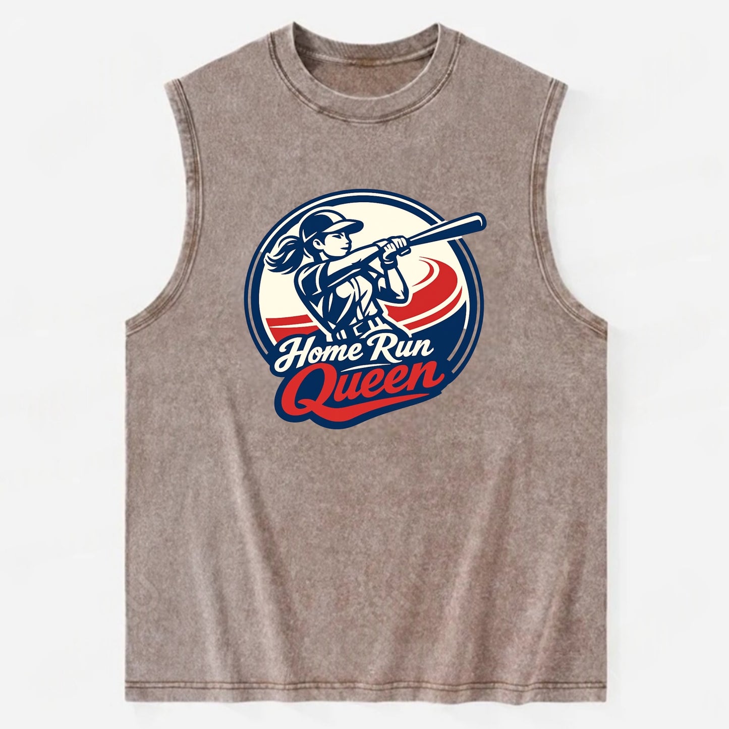 Feminine Power at Bat - Vintage Washed Tank - Brown