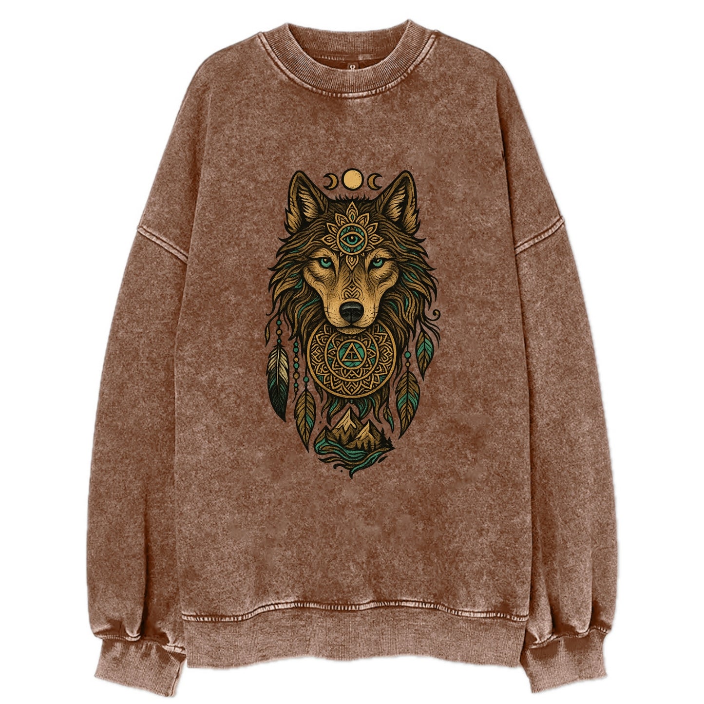 Tattoo Wolf Flash - Vintage Sweatshirt - Brown