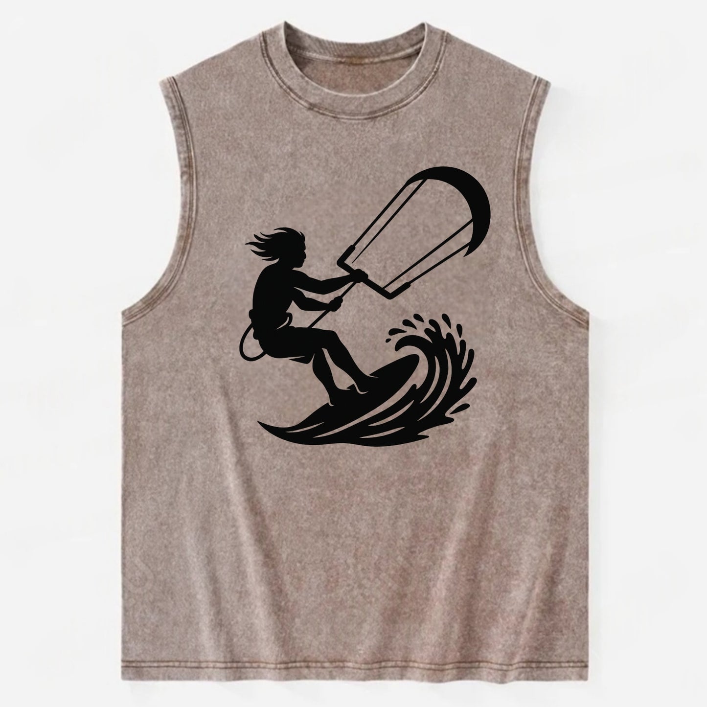Kite surfer riding wave - Vintage Washed Tank - Brown