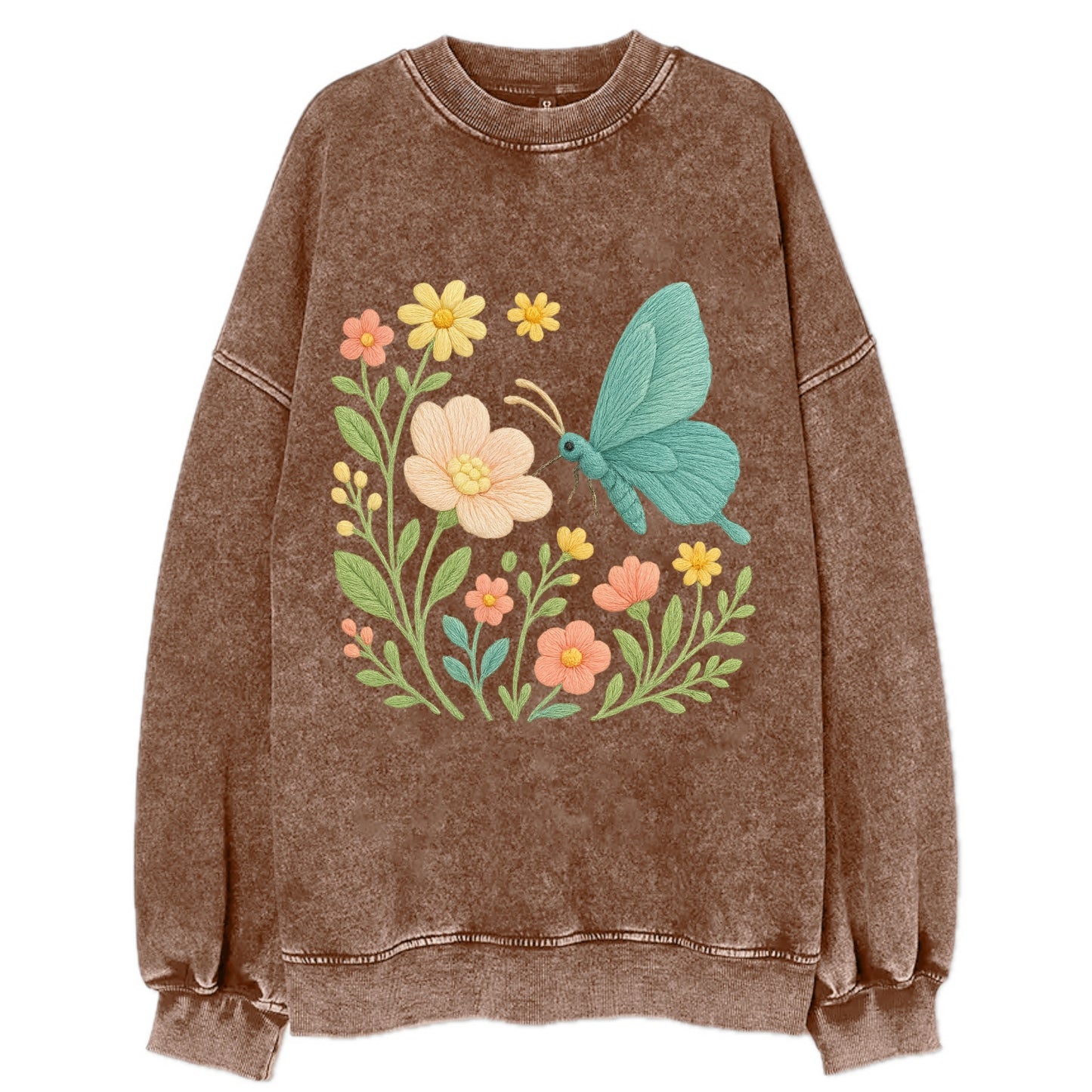 Mint Night Butterfly - Vintage Sweatshirt - Brown