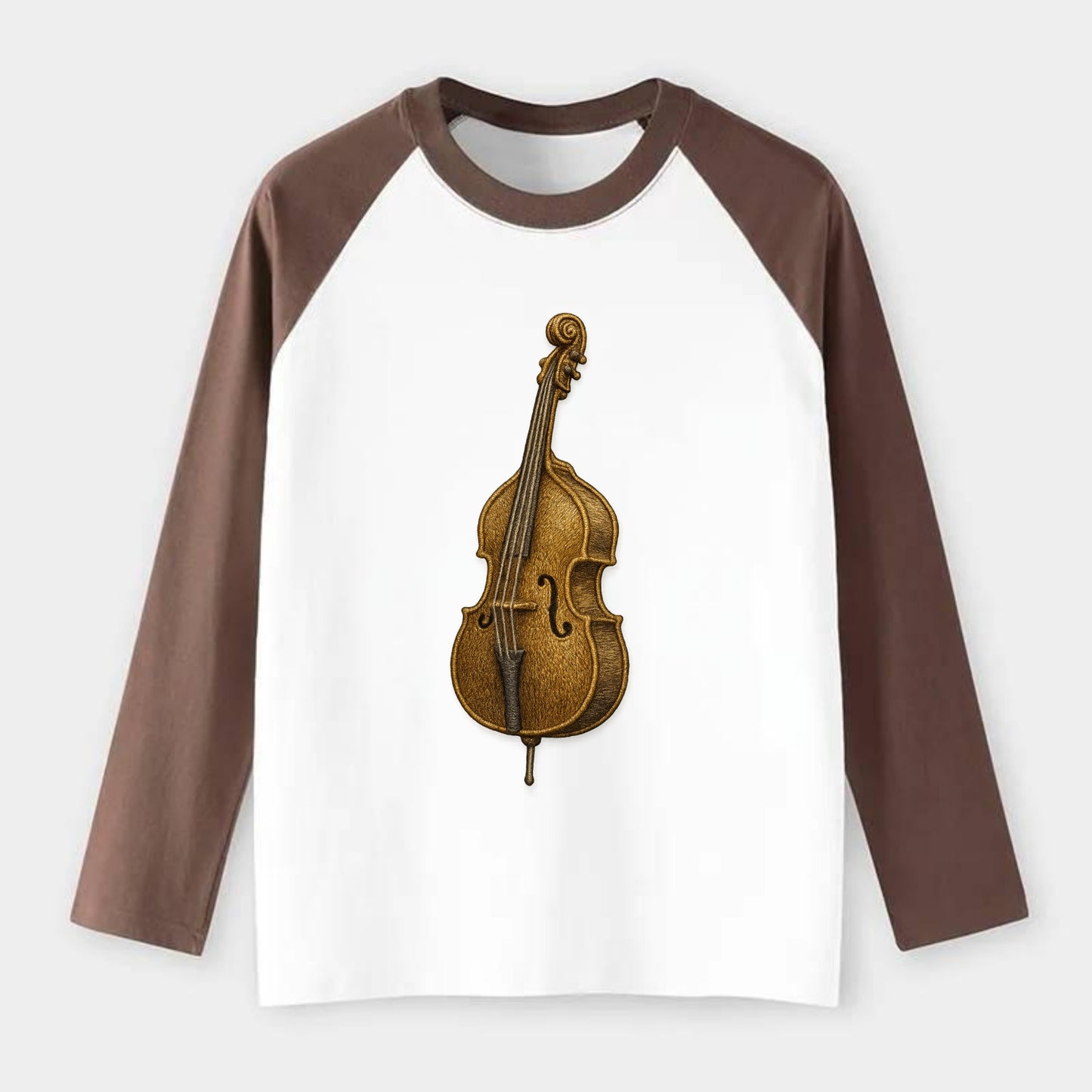 Acoustic Bass - Raglan Long Sleeve T-Shirt - Coffee