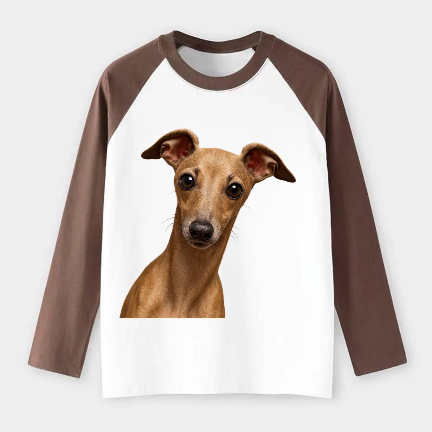 Italian Greyhound - Raglan Long Sleeve T-Shirt - Coffee