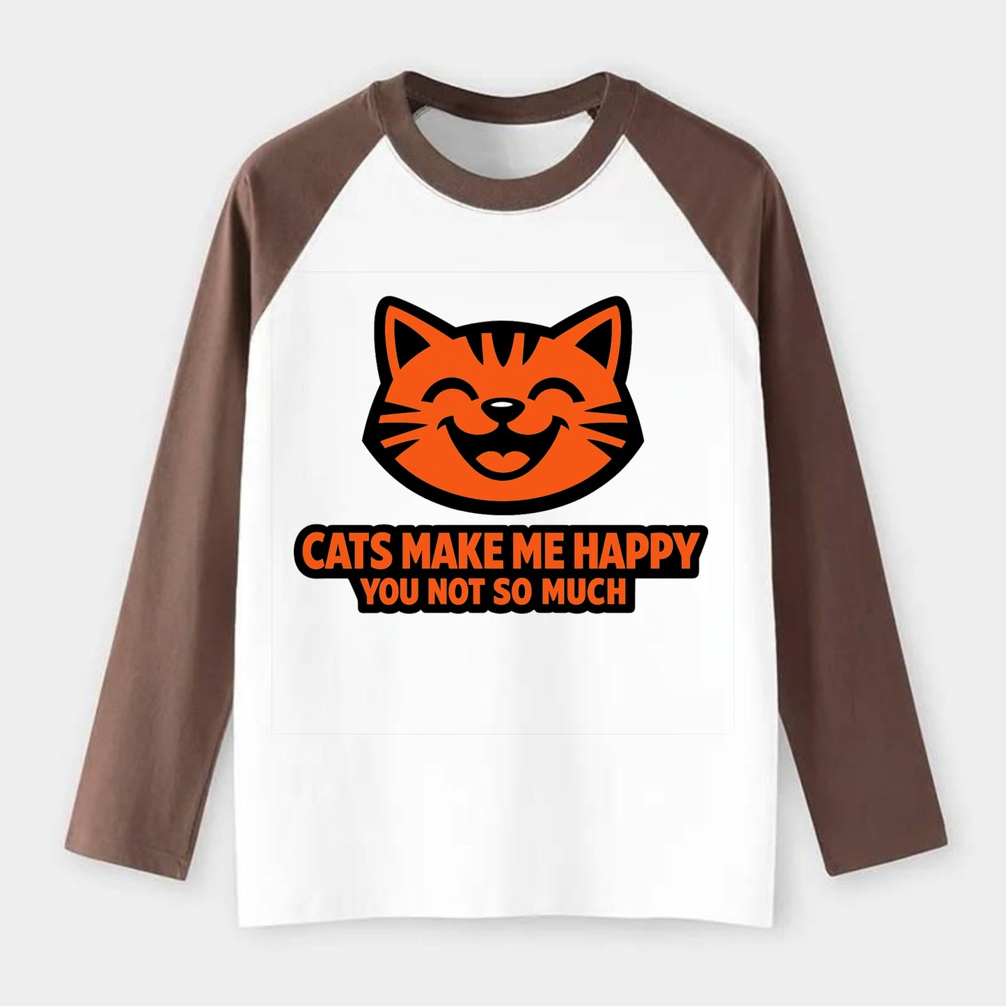 Feline Joy and Sassy Truths - Raglan Long Sleeve T-Shirt - Coffee