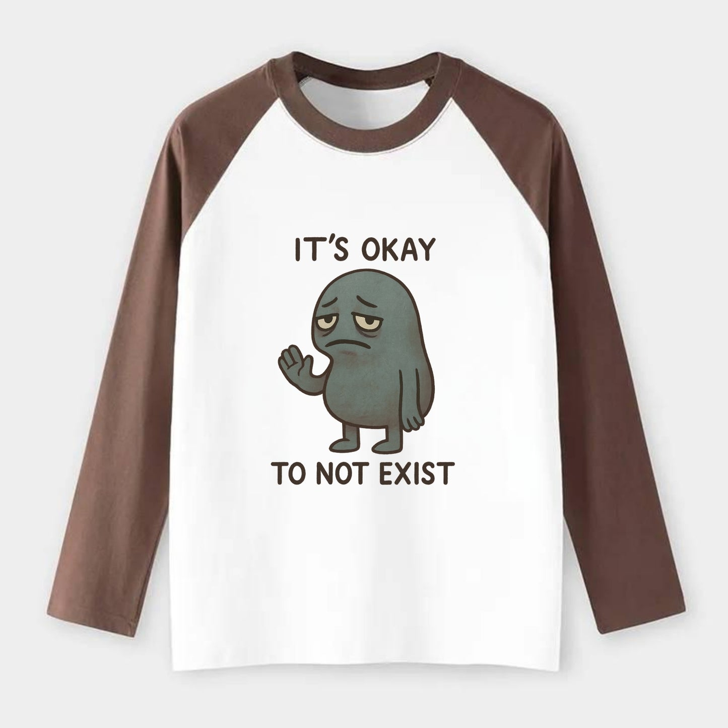 SUBTITLES ARE BEHIND | Text running to catch up - Raglan Long Sleeve T-Shirt - Coffee