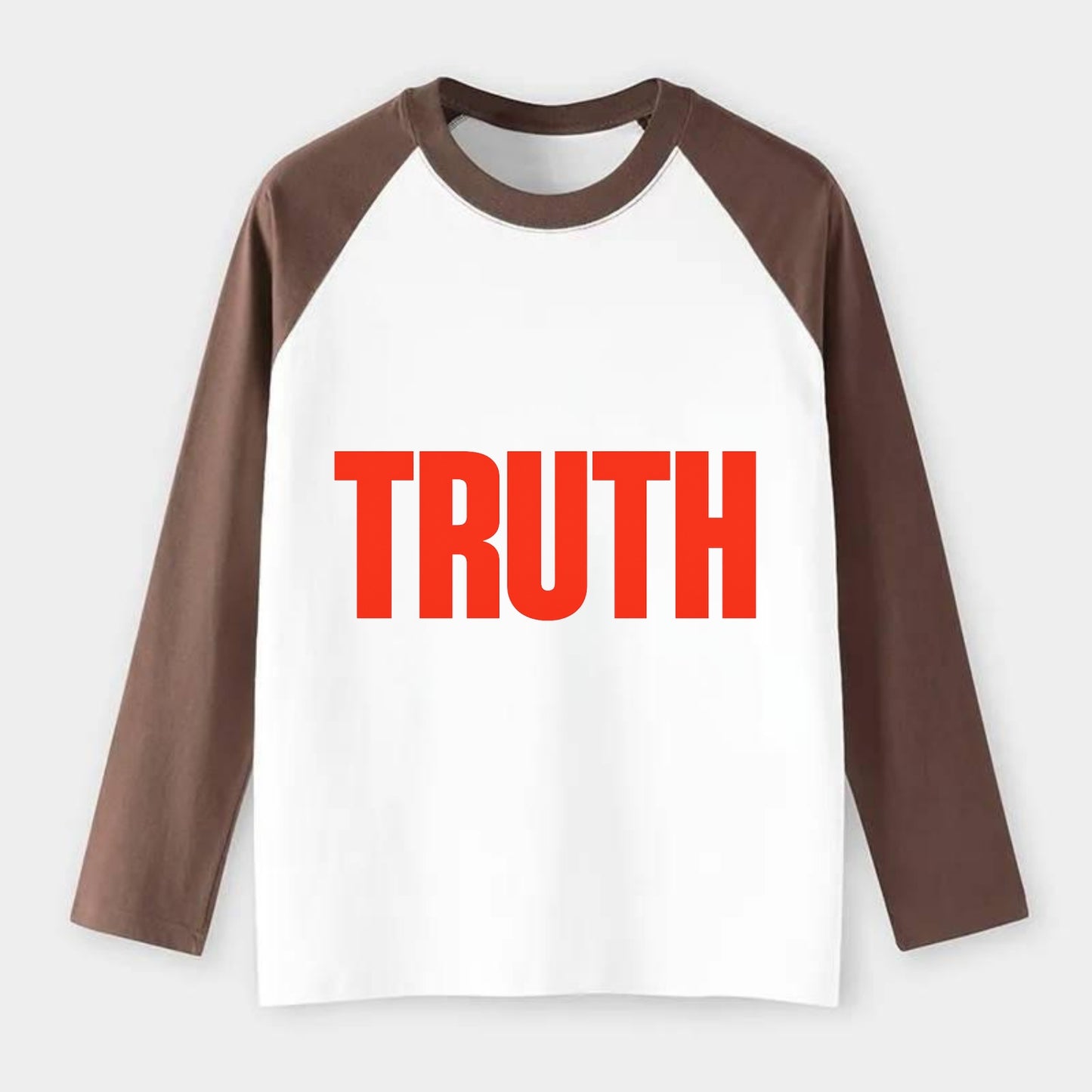 Bold typography design - "TRUTH" - honesty, reality - Raglan Long Sleeve T-Shirt - Coffee