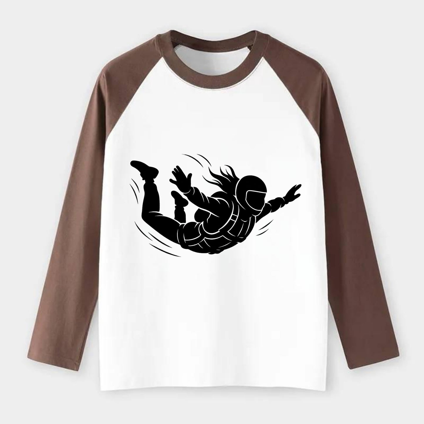 Skydiver free-fall position - Raglan Long Sleeve T-Shirt - Coffee
