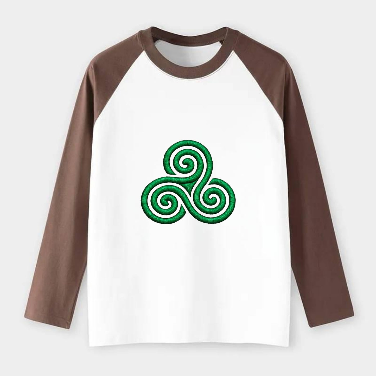 Triple Spiral - Raglan Long Sleeve T-Shirt - Coffee