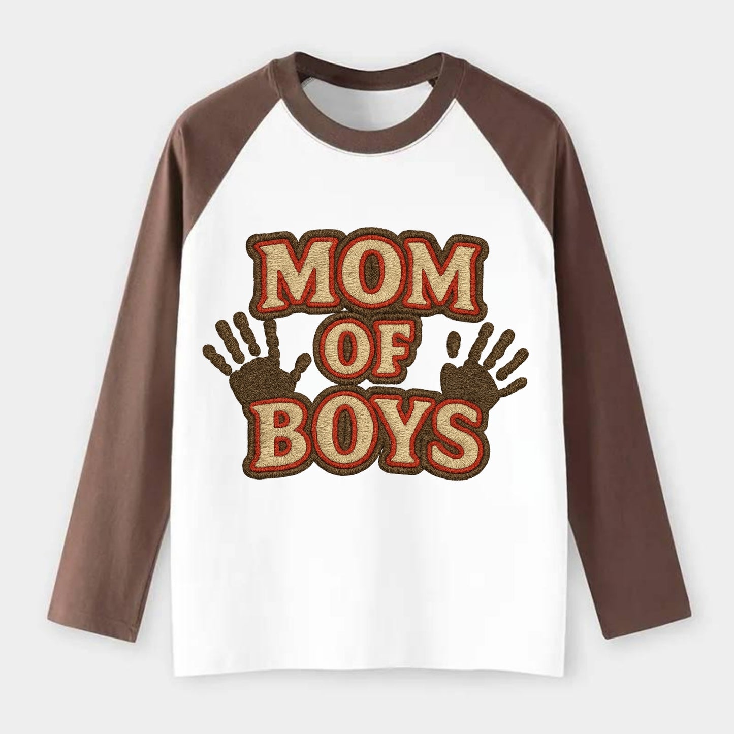 Mom Of Boys - Raglan Long Sleeve T-Shirt - Coffee