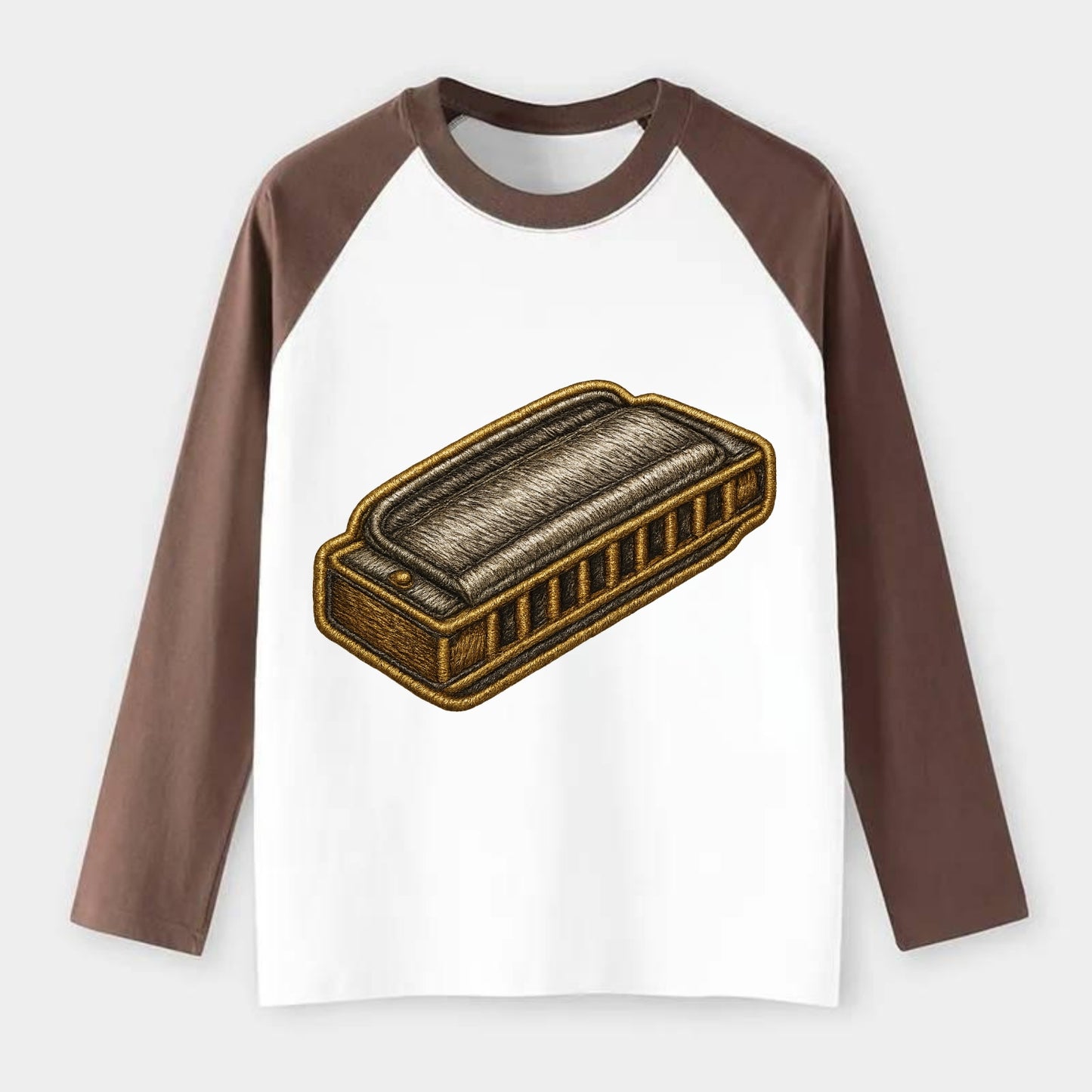 Harmonica - Raglan Long Sleeve T-Shirt - Coffee
