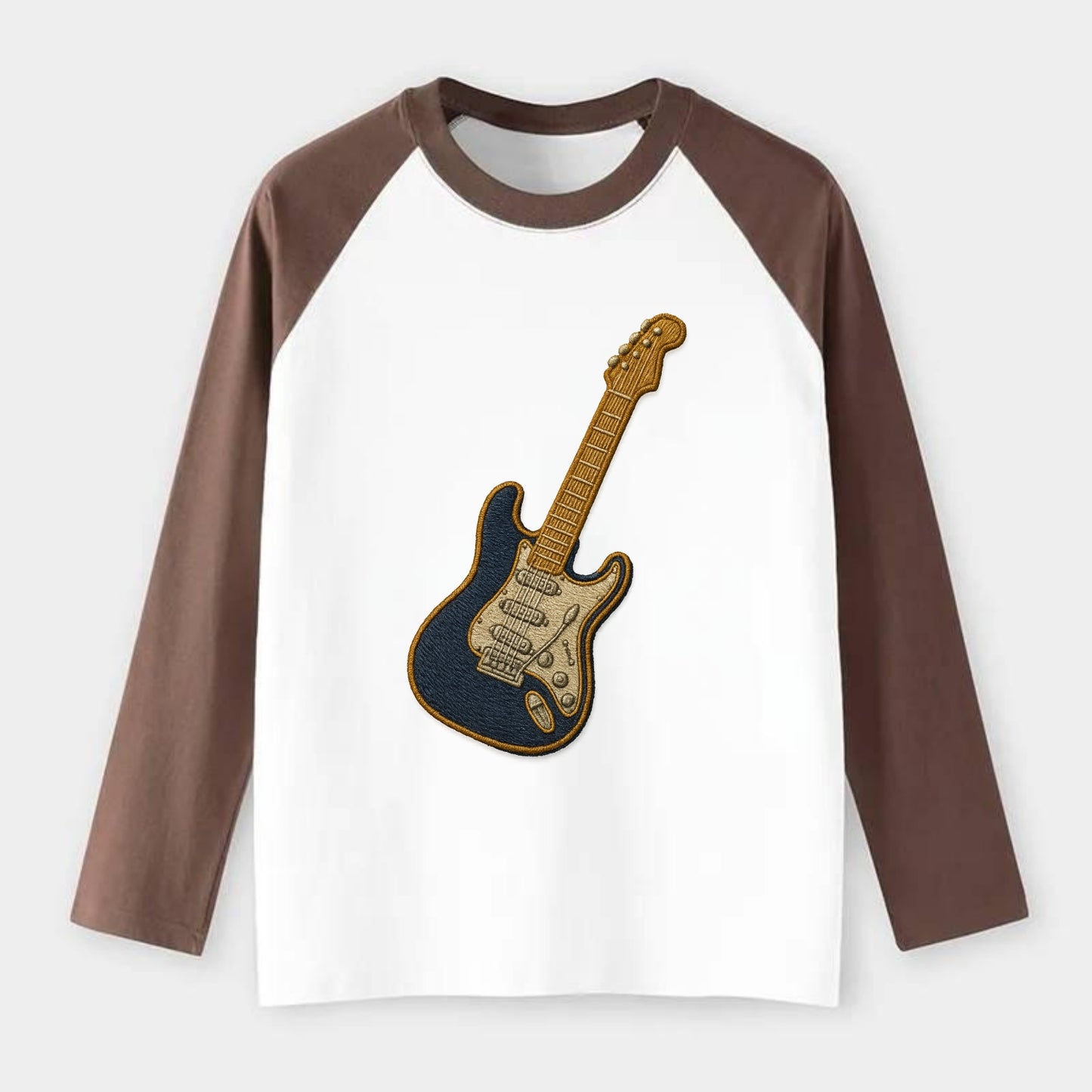 Electric Guitar - Raglan Long Sleeve T-Shirt - Coffee