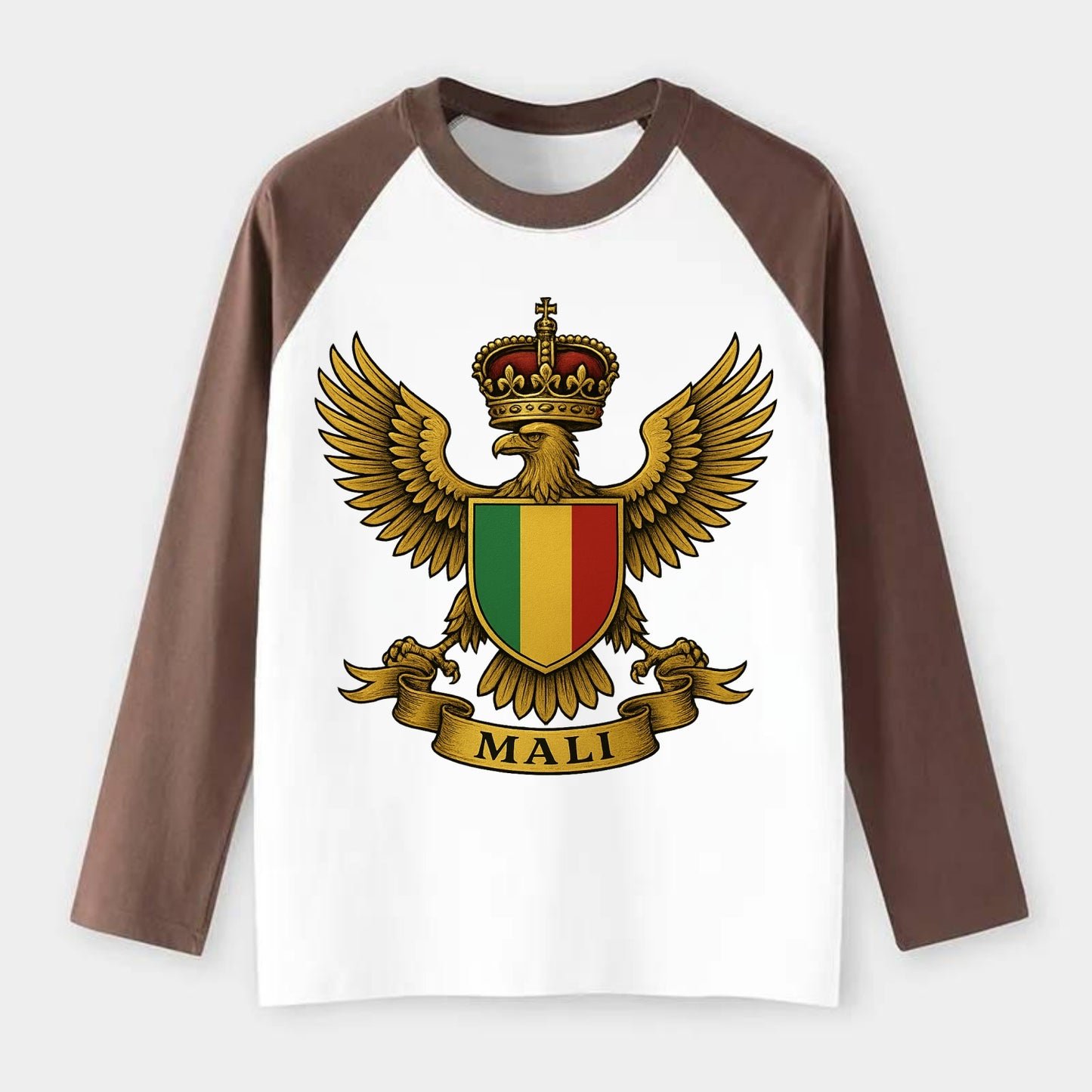 Mali Royal Logo - Raglan Long Sleeve T-Shirt - Coffee