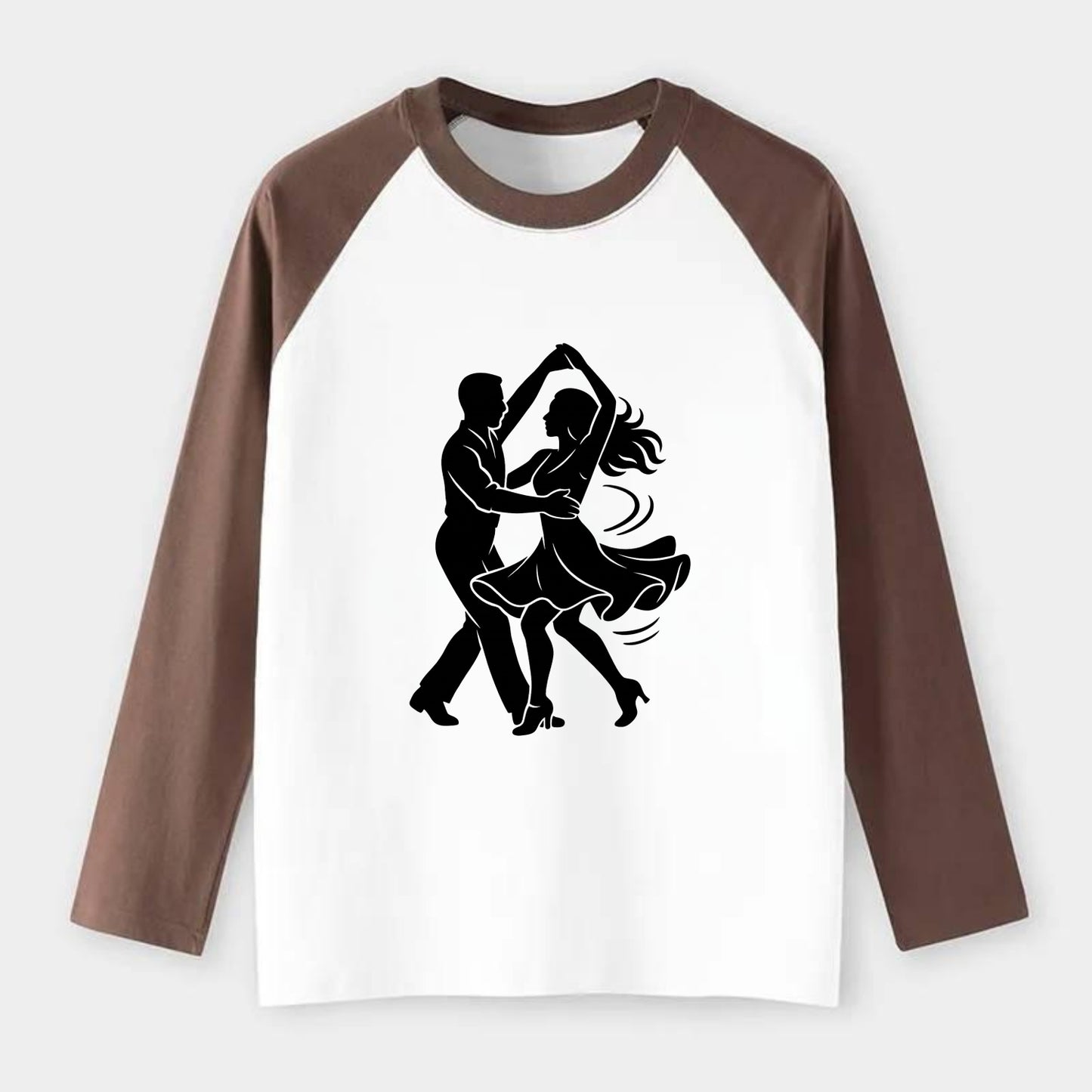 Salsa dancers spinning turn - Raglan Long Sleeve T-Shirt - Coffee