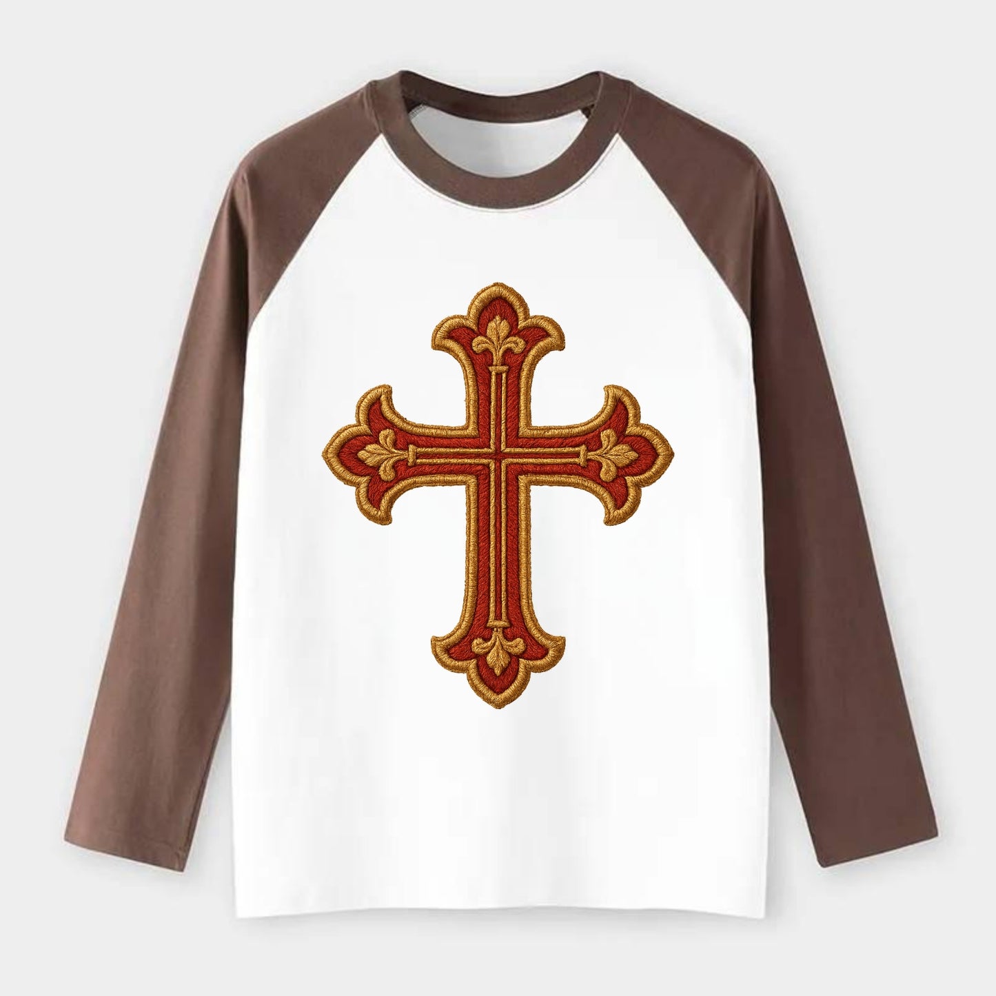 Armenian Cross - Raglan Long Sleeve T-Shirt - Coffee
