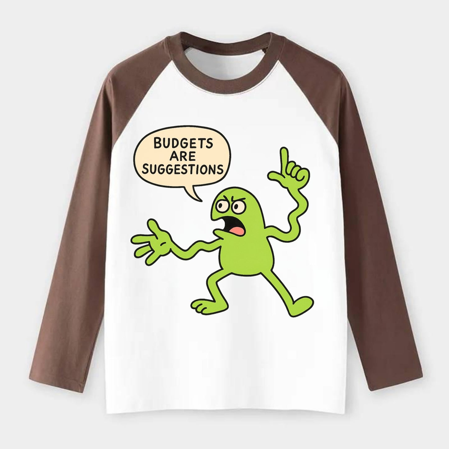 BUDGETS ARE SUGGESTIONS | Rebellious calculator - Raglan Long Sleeve T-Shirt - Coffee